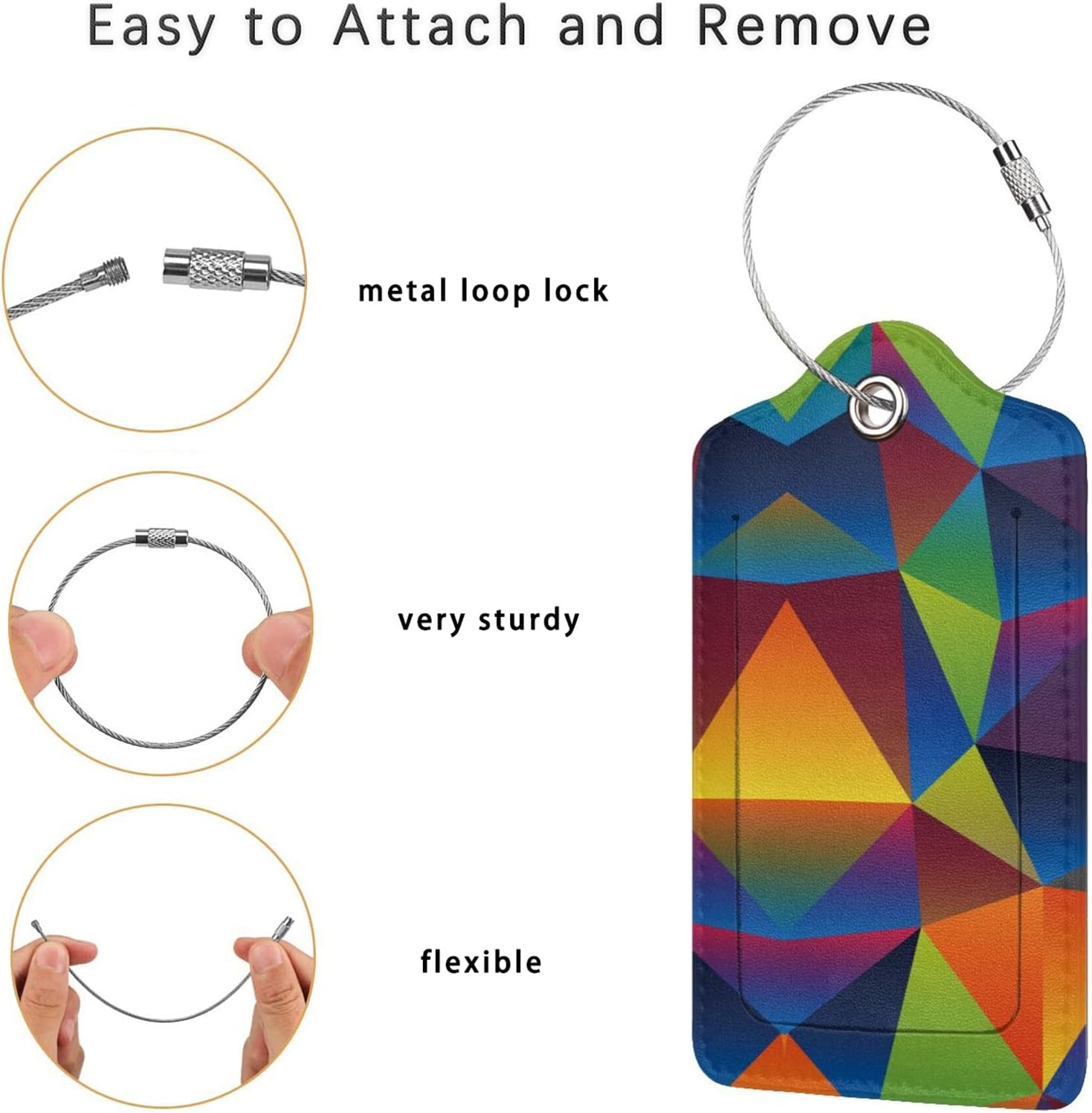 2 Pack Luggage Tag for Suitcase, Cute Leather Baggage Tag with Stainless Steel Loop Privacy Cover for Women Girls Bag Travel - Blue image number 2