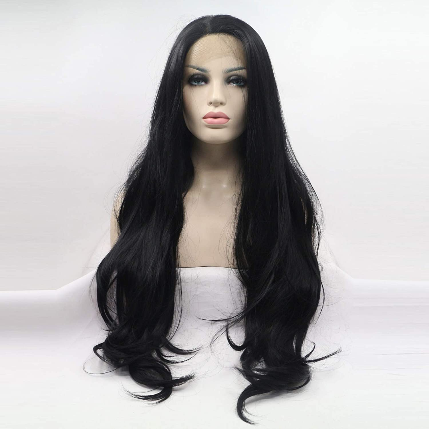 24Inch Light Blonde Wavy Lace Front Wig Long Curly Blonde Wig Heat Resistant Hair Natural Hairline Soft Wig Glueless Wig for Women Drag Queen Cosplay