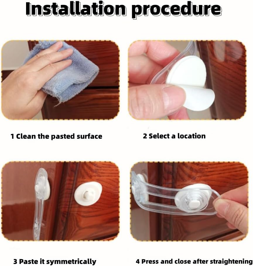 DACUAN 12 PCS 11CM Childproof Refrigerator Lock, Freezer Lock, Invisible Cabinet Cupboard Lock for Toddlers, Easy to Install(Transparent) image number 1