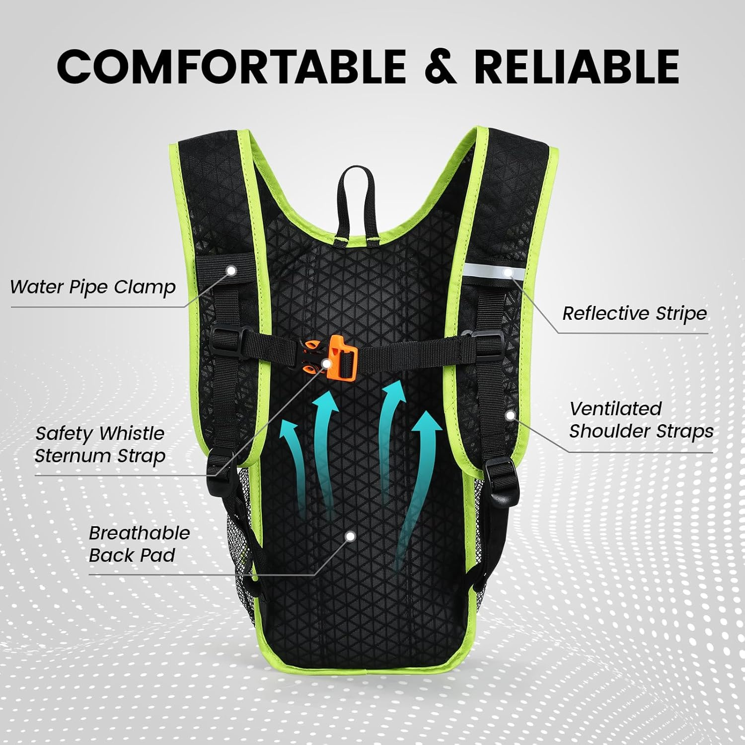 Nepest Kids Hydration Backpack, Mini Water Backpack with 1.5L Water Bladder for Hiking Cycling Running - Black image number 5