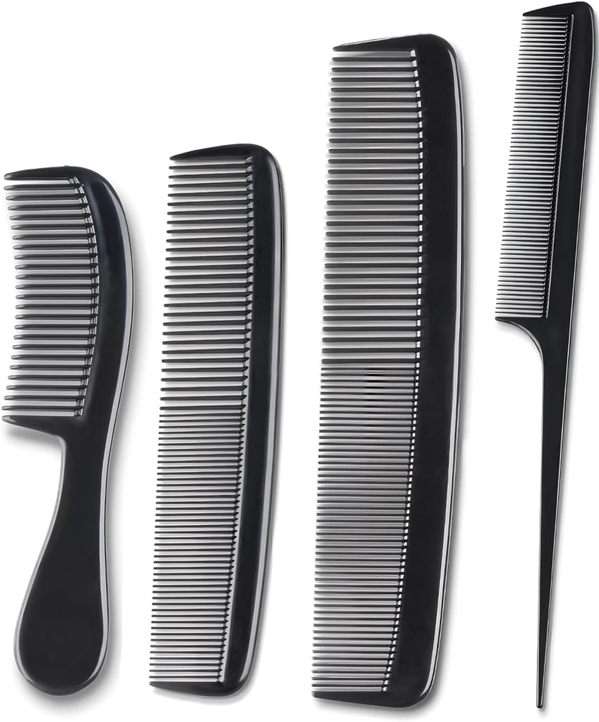 4 Piece Professional Hair Comb Set for Men Women Hair Styling (Black) image number 2
