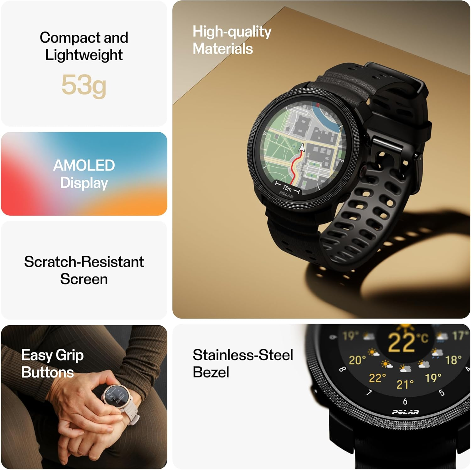 Polar Vantage M3 &ndash; Multi-Sport Smartwatch with AMOLED Display, Dual-Frequency GPS, Turn-By-Turn Navigation, up to 7-Day Battery Life, Black - Black image number 6