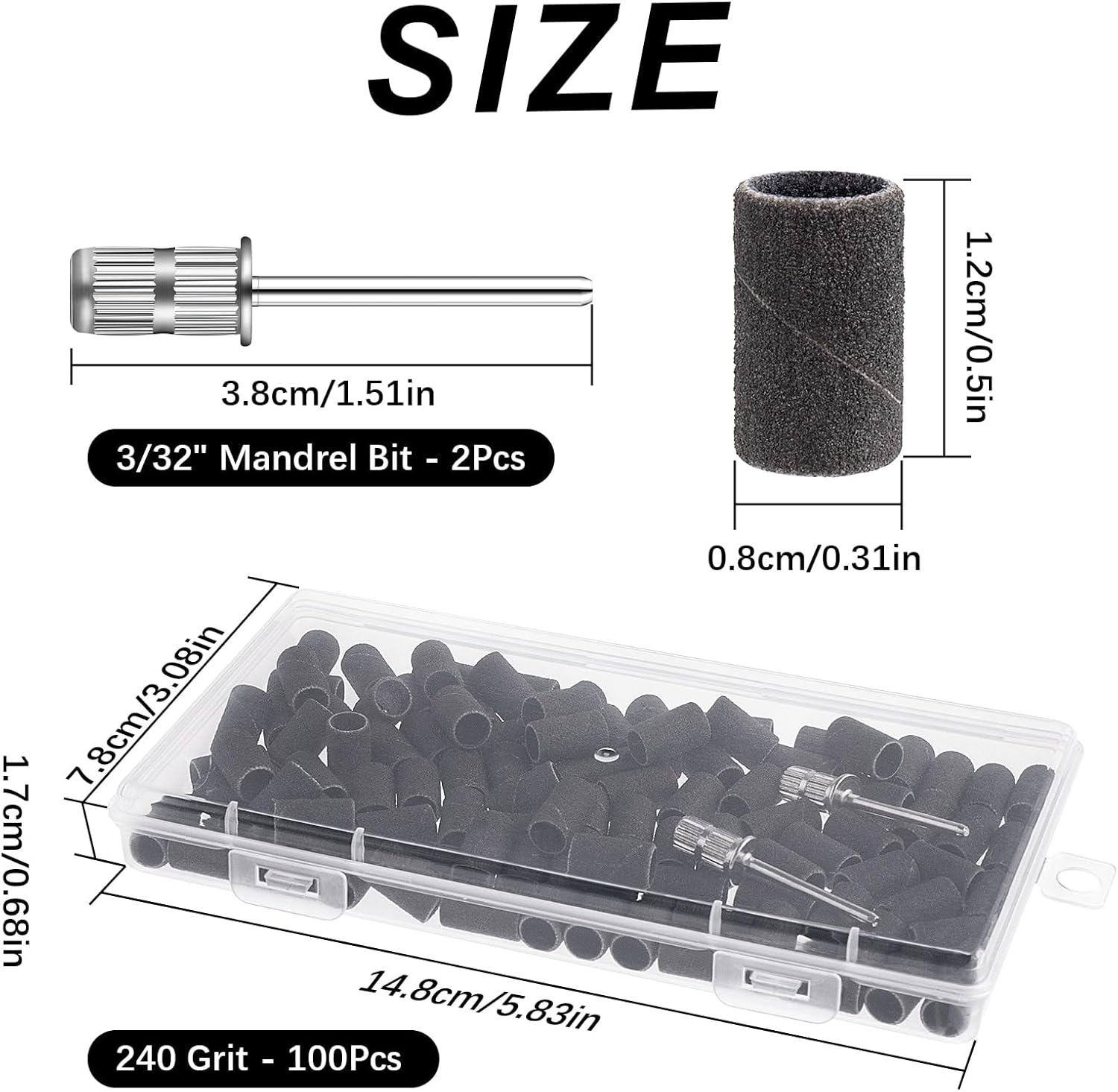 Difenni Sanding Bands for Nail Drill,Sanding Bands Nail Drill Bits 100Pcs Nail Sanding Bands Fine Grit #240 with 3/32&rdquo; Nail Sanding Bit for Manicure & Pedicure image number 5
