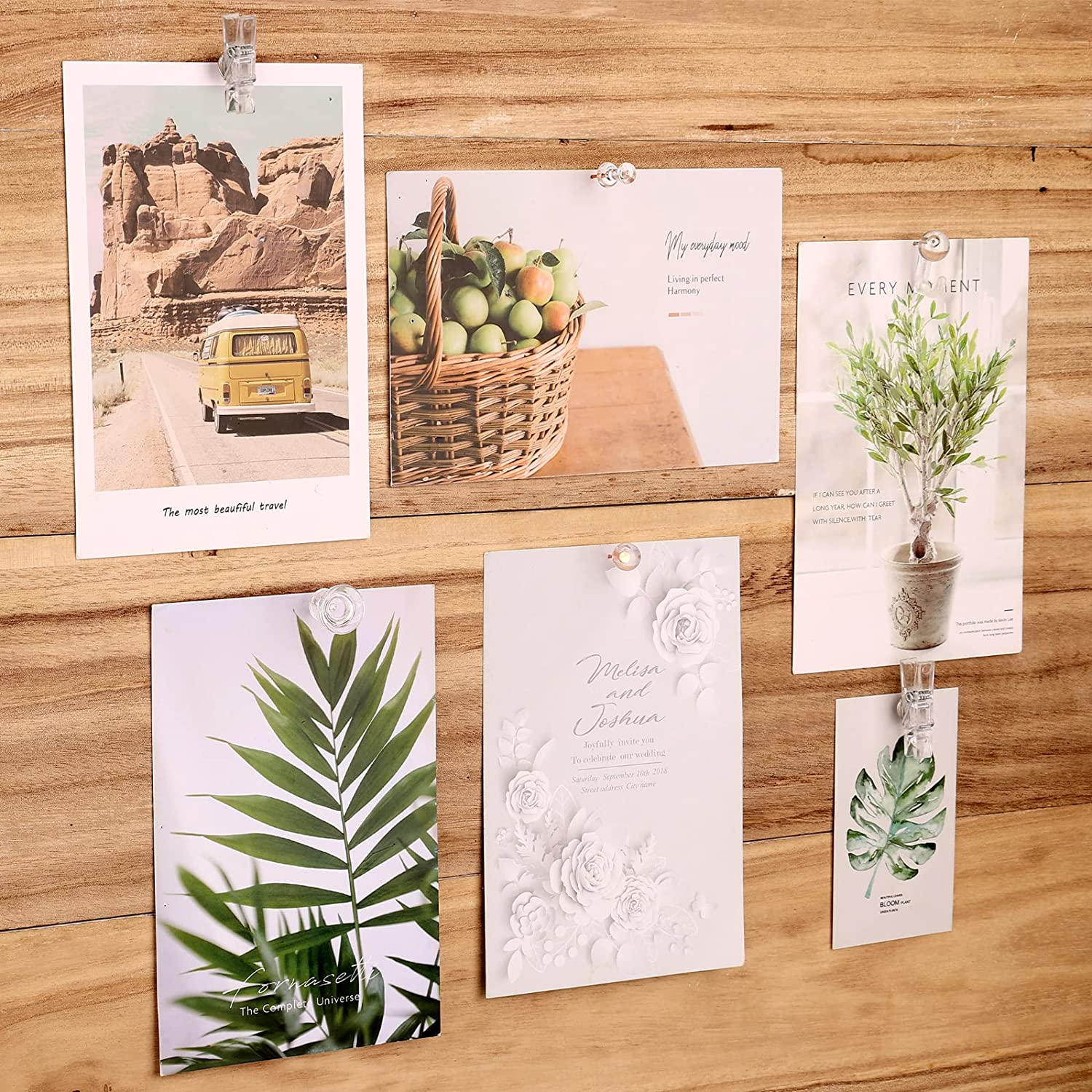 AIEX 125Pcs Push Pin Set - Clear Plastic Hook, Clip, Decorative Thumb Tacks with Stainless Steel Point for Cork Board, Bulletin Board, Office Wall (5 Styles) image number 3