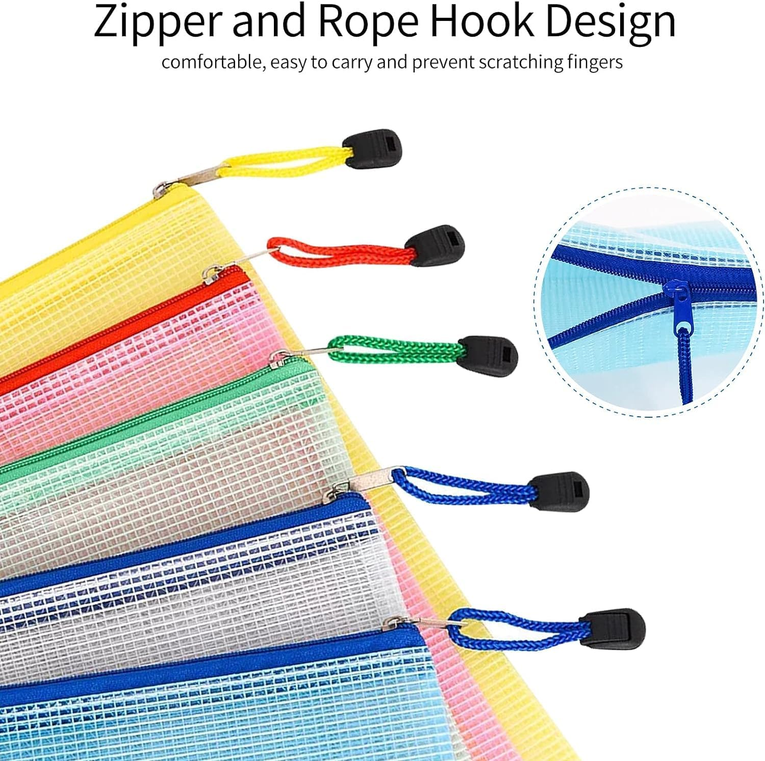 WADY 30 Pack Mesh Zipper Pouch Document Bag, A3 A4 A5 B4 B5 B6Size Waterproof Document Pouch for School Office Supplies, Cross Stitch Organizing Storage A3A4A5 Mesh Zipper Pouch (Mixed Color) image number 5