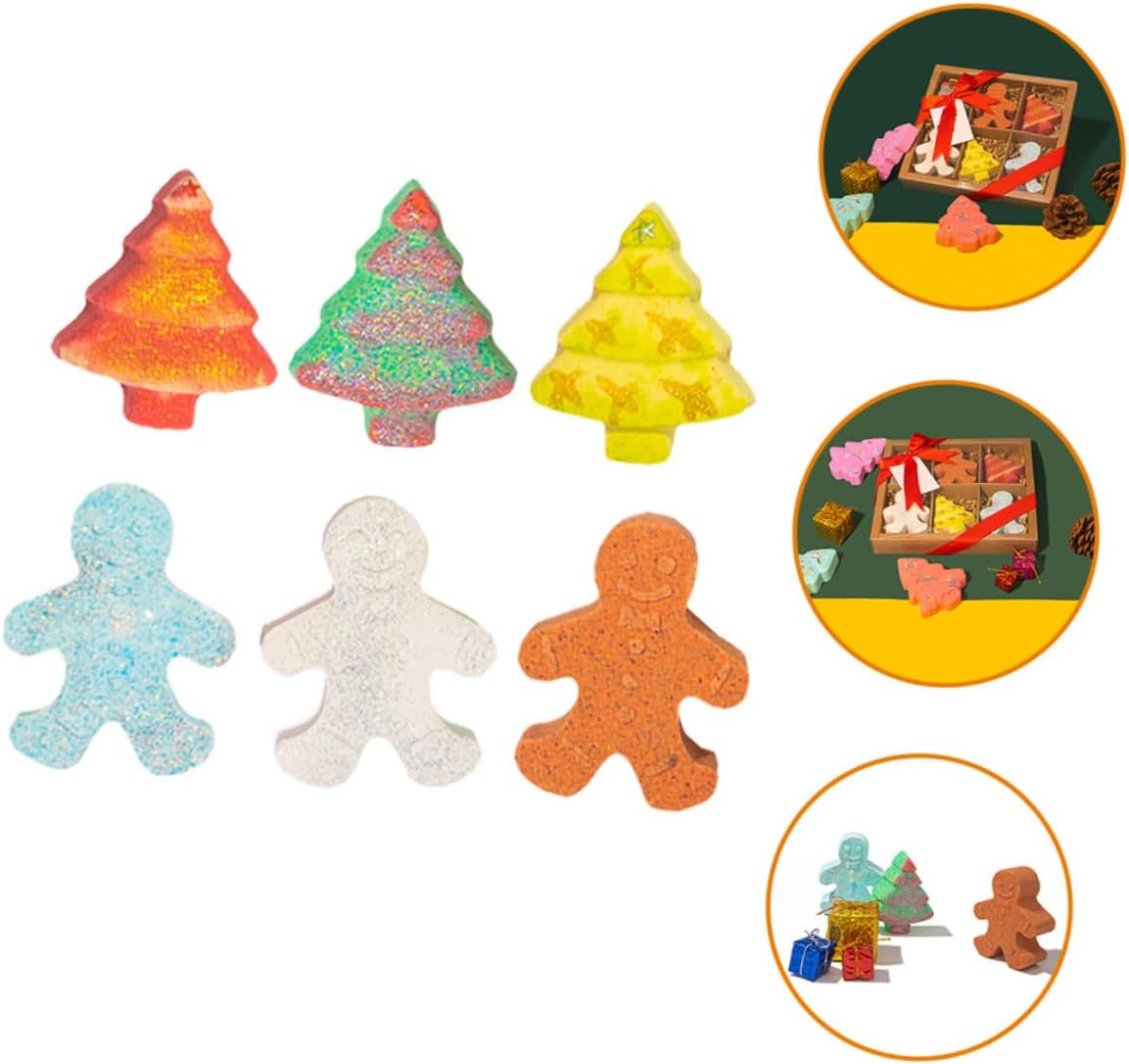 Gogogmee 6Pcs Christmas Gingerbread Man Bath Salt Fragrance Bathing Salt for Relaxation Skin Friendly Bubble Bath Experience for Family Fun image number 4