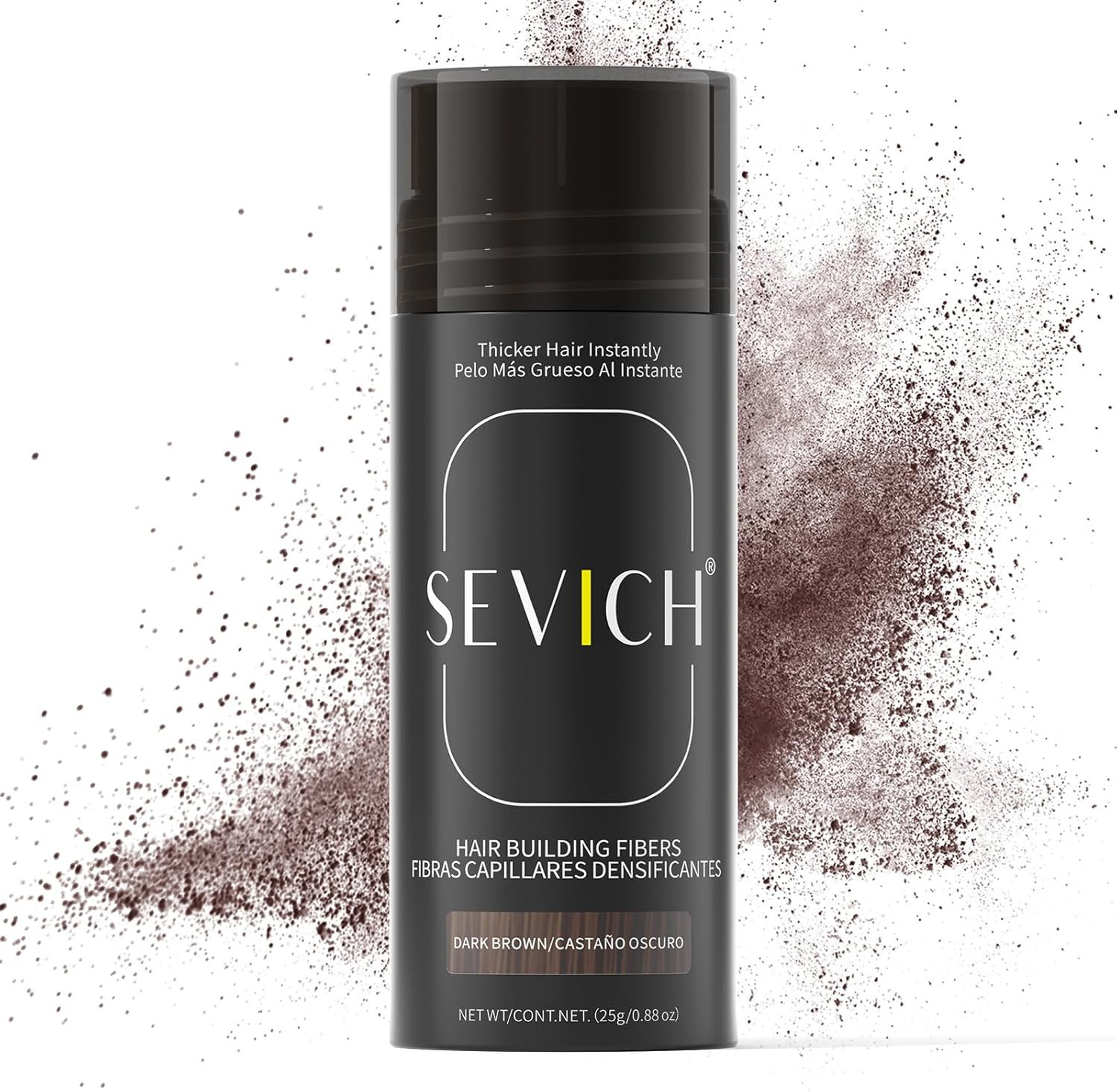 SEVICH Hair Fibers with Spray Applicator - Natural-Looking Hair Thickening Fibers for Men & Women, Instant Fullness, Wind & Water Resistant, Easy Wash Out, 25G (Black)