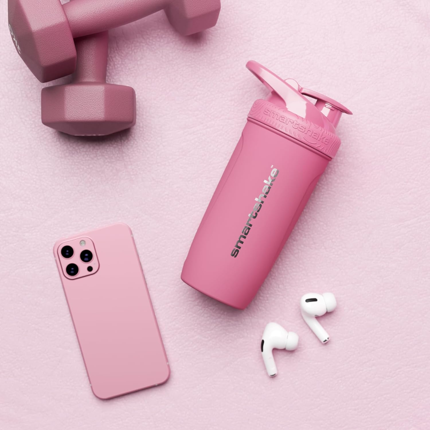 Smartshake Reforce Stainless Steel Shaker Bottle, Deep Rose, 900 Ml Capacity