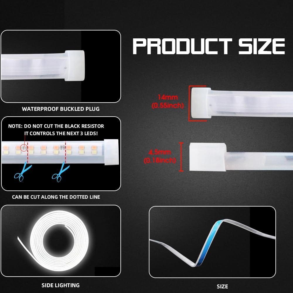 Upgrade Dynamic Flowing Car LED Trunk Light Strip, 158Inch Universal Flexible Cutting Silicone Waterproof Neon Lights Strip, 12V Interior Ambient Lighting for Cars Suvs(White) image number 6