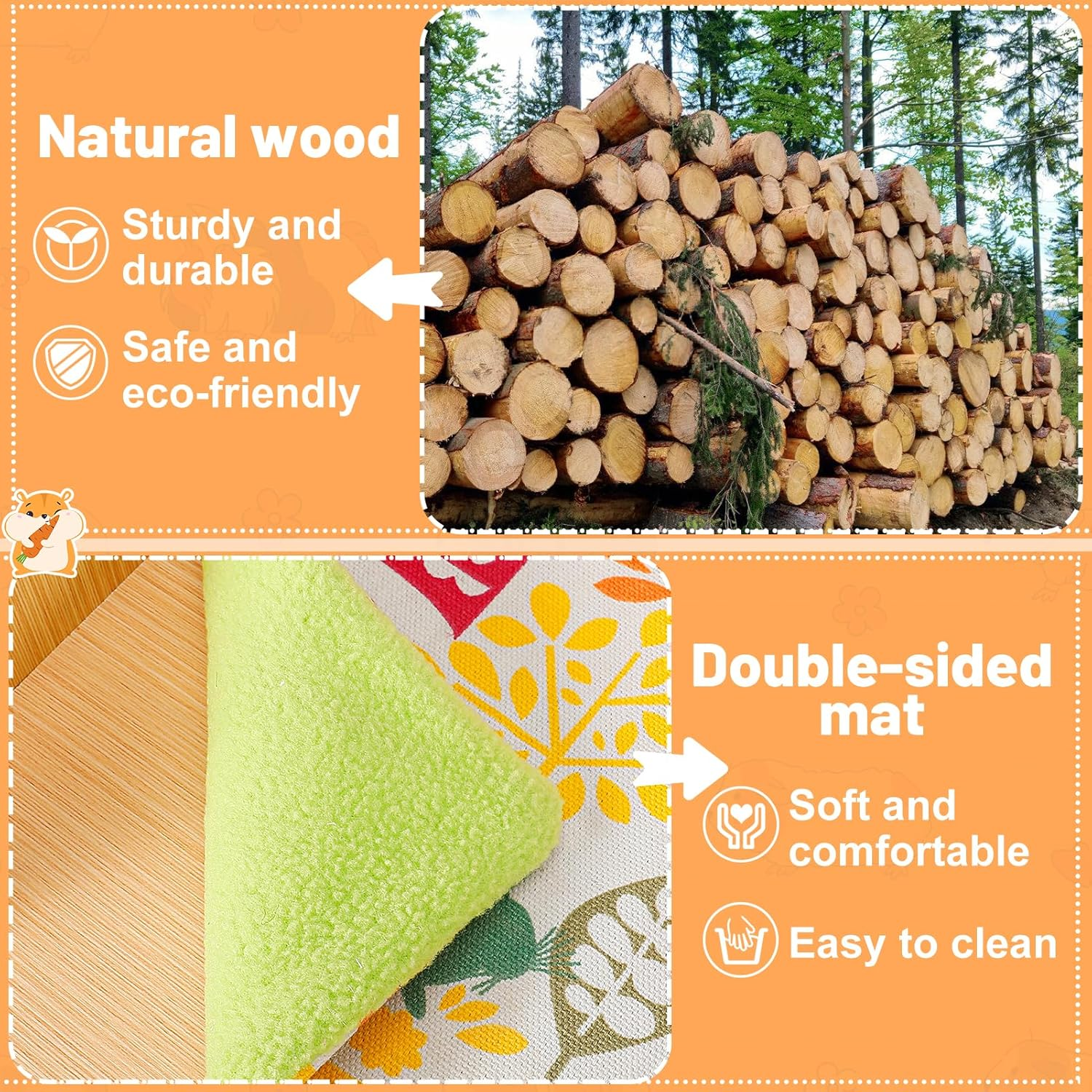 Upgraded Guinea Pig Castle, Sturdy Wooden Guinea Pig Hideout, Small Animal House Bed Hut Habitats with Stairs, Easy to Assemble for Hamsters Bunny Chinchillas Playing Hiding image number 4