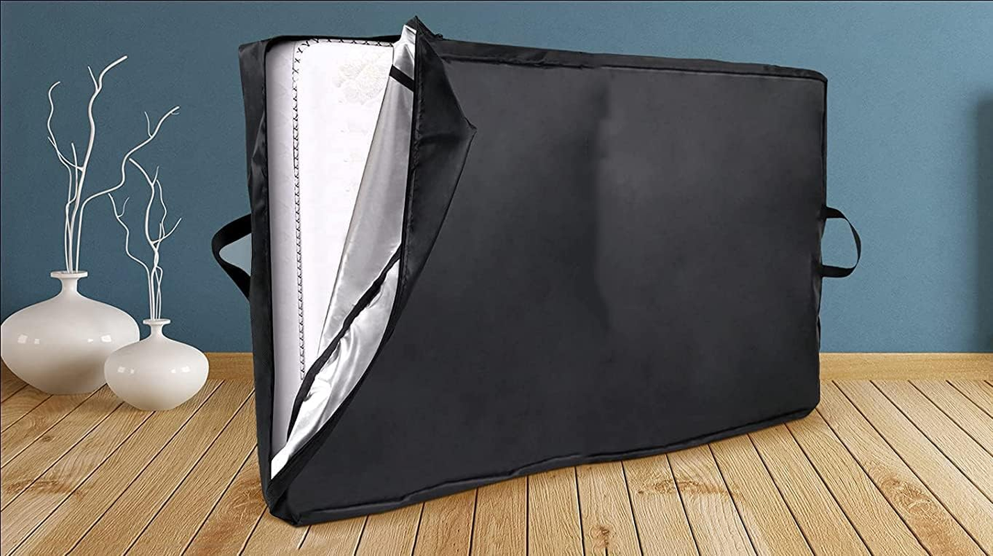 Twin Size Mattress Bags for Moving and Storage,Waterproof Dust-Proof Mattress Storage Bag with 4 Handles and Zipper,Reusable Mattress Cover for Outdoor Mattress Protector,Black image number 1