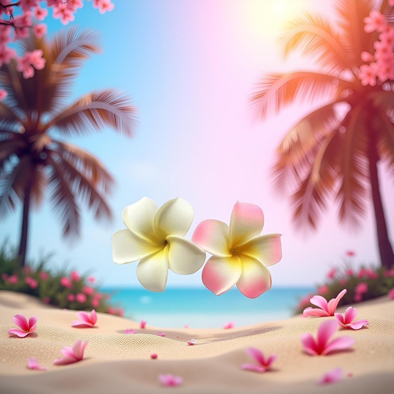 2 X 7Cm Shark Frangipani Plumeria Clips and Foam Head Hair Clips Party Beach Hair Accessories image number 1