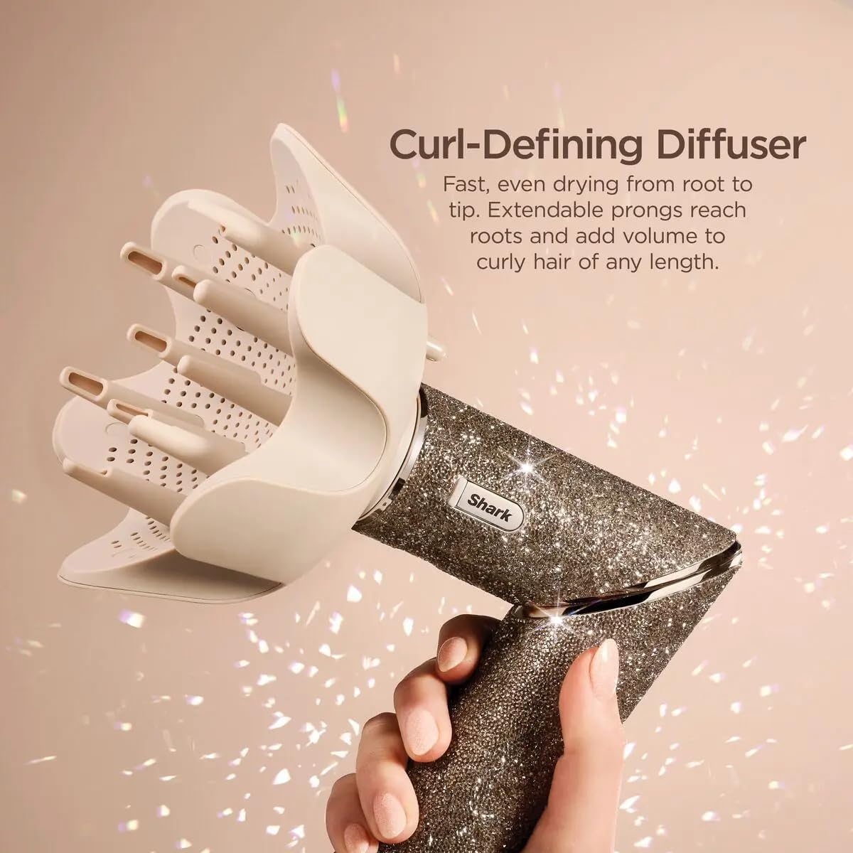 Shark Flexstyle Sparkle Limited Edition Gold Diamond 5-In-1 Hair Styler and Dryer with Curling Attachment, Paddle Brush, Oval Brush, Concentrator, Diffuser, Storage Box, No Heat Damage HD446JSEU image number 2