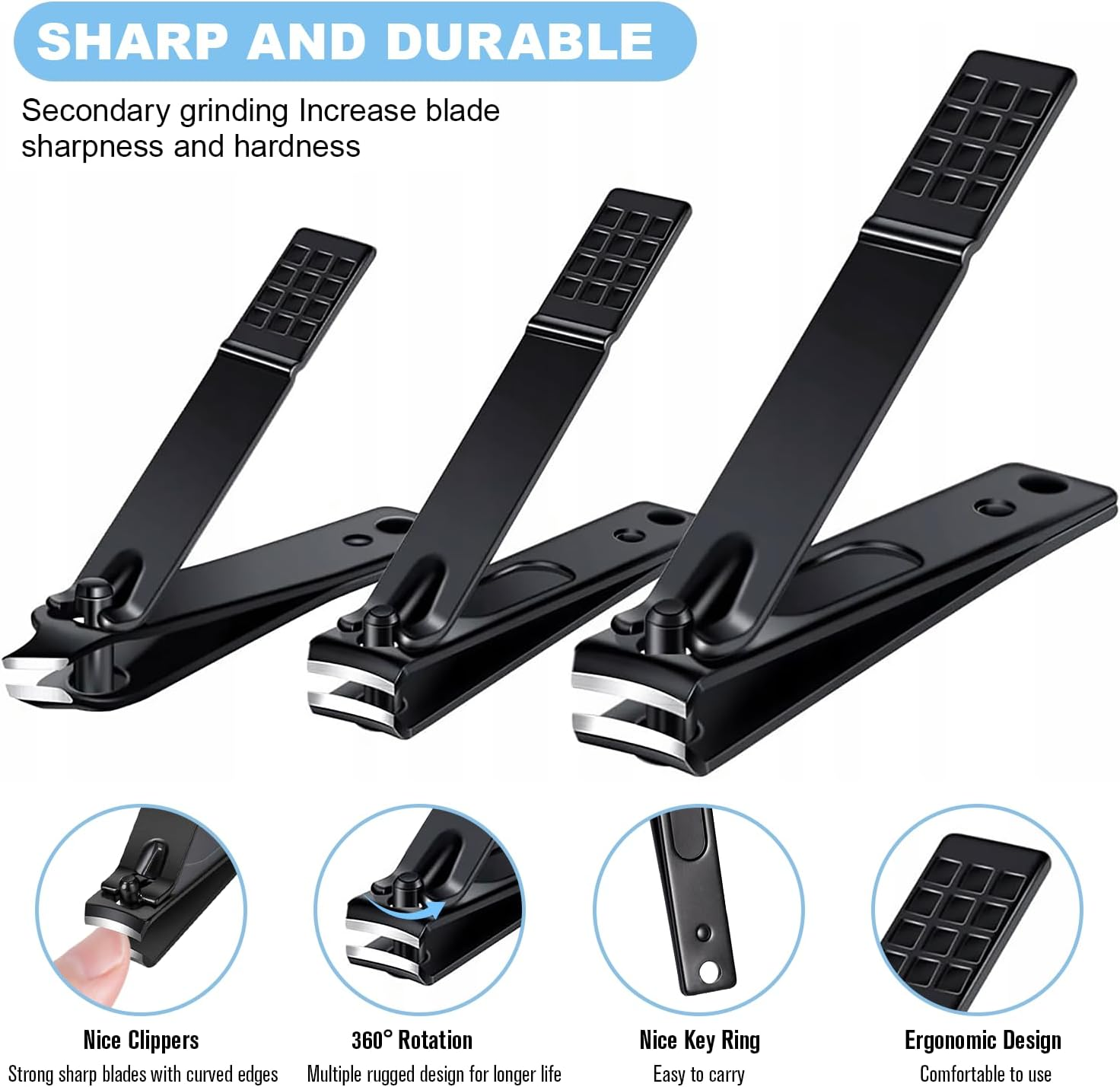 Manicure Set Nail Set 23-Piece Pedicure Set Nail Clippers Stainless Steel Portable Nail Scissors Set with PU Leather Case Nail Care Set Professional All-Round Hand Foot Care Kit for Men and Women Black Red image number 6