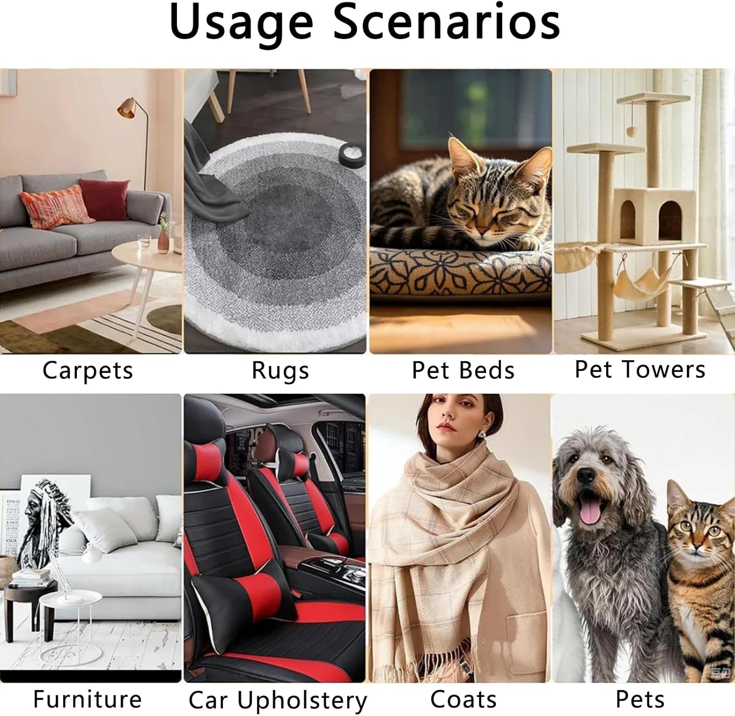 2 Set Pet Hair Remover Glove, Double Sided Cat Dog Silicone Grooming Mitt, Washable & Reusable Electrostatic Fur Removal Glove for Sofa, Carpet,Clothing, Car & Home Cleaning image number 4