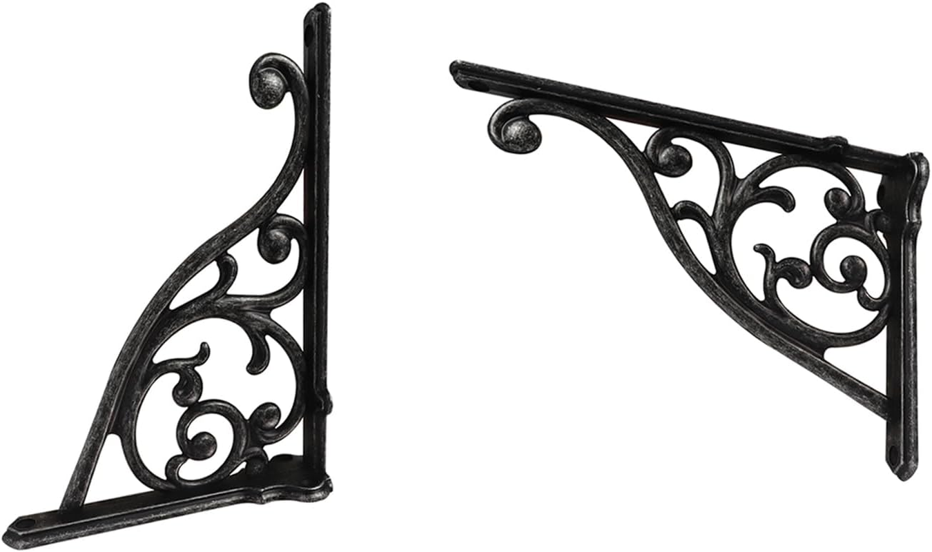 Heavy Duty Solid Stand,5 Inch 2 Pack Iron Gray,Right Angle Wall Panel Support Bracket,Decorative Shelf Bracket,Heavy Duty Vintage,Wall Mount Support DIY - Shelf Hardware Included image number 1