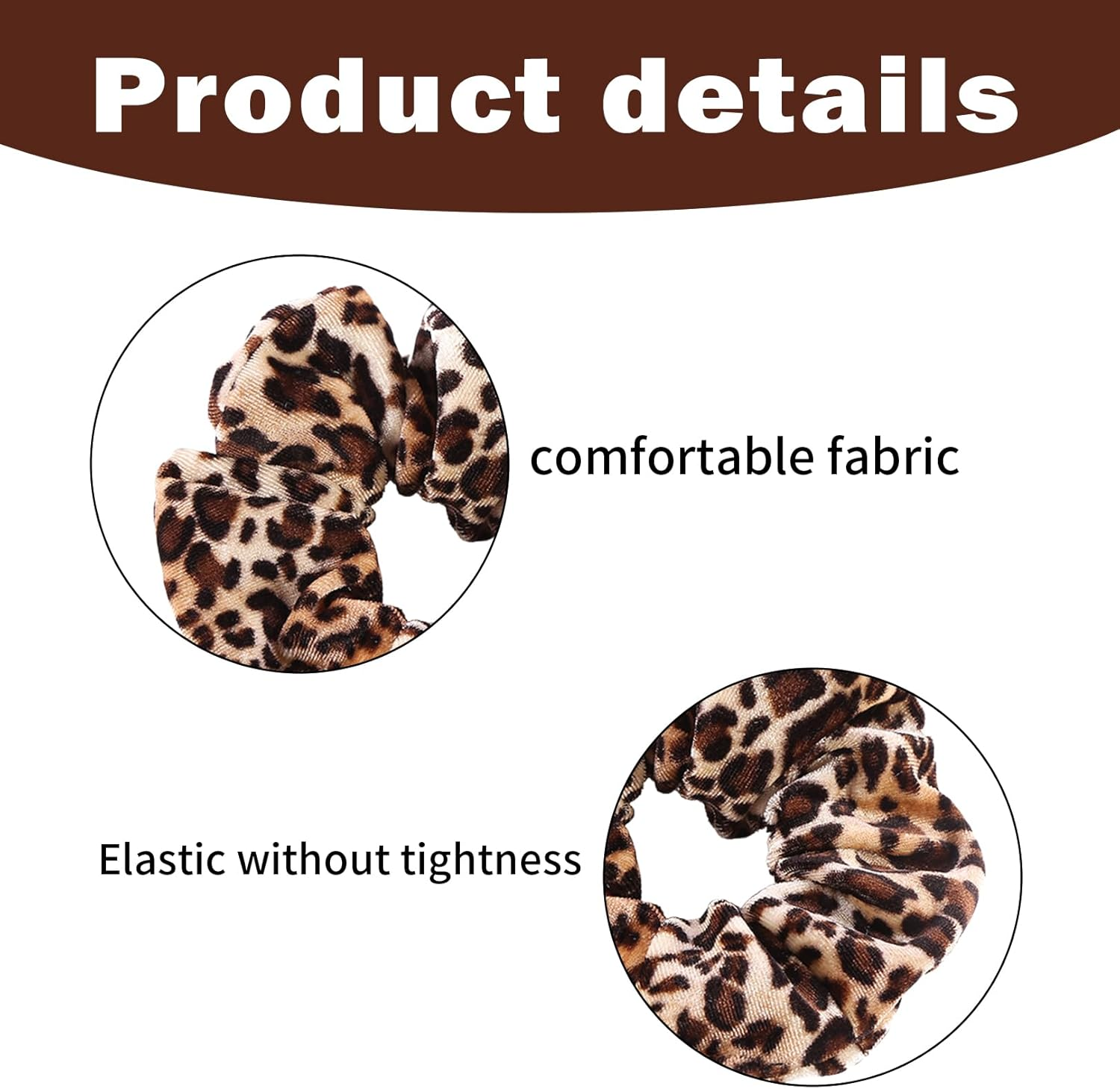 Pack of 4 Scrunchies Hair Bobbles with Leopard Pattern, Hair Thick Scrunchie Hair Band Elastic, Hair Bobbles Velvet Leopard, Elastic Hair Bands Ponytail, Leopard Hair Accessories for Women Girls image number 4