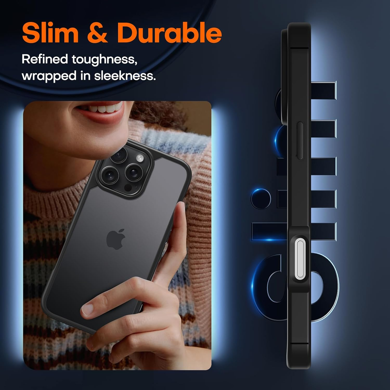 TAURI for Iphone 16 Pro Max Case 6.9", Military-Grade Protection, [Anti-Yellowing] Shockproof Transparent Back Bumper Phone Cover - Black