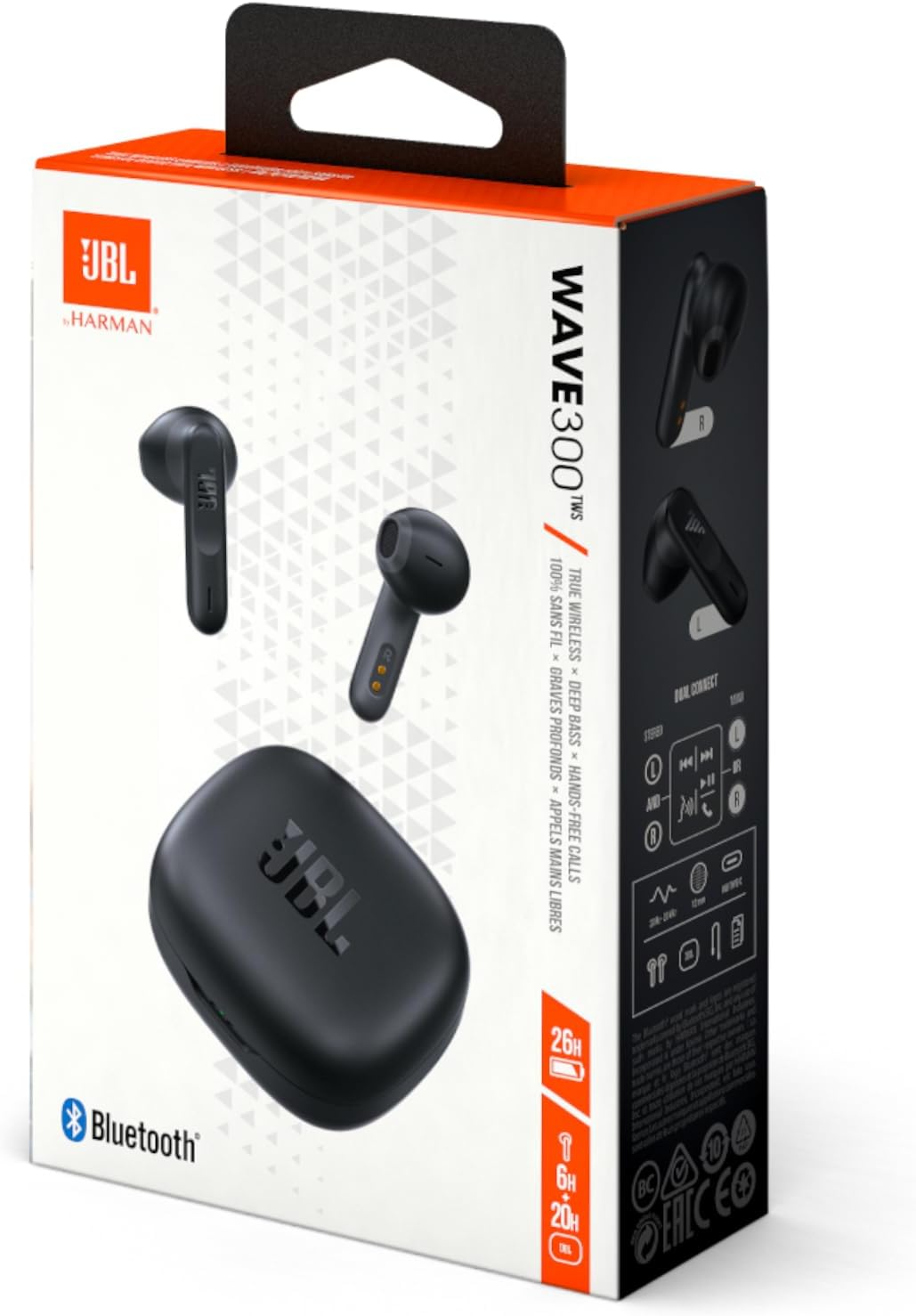 JBL Wave 300 Wireless TWS Earbuds, Black image number 3