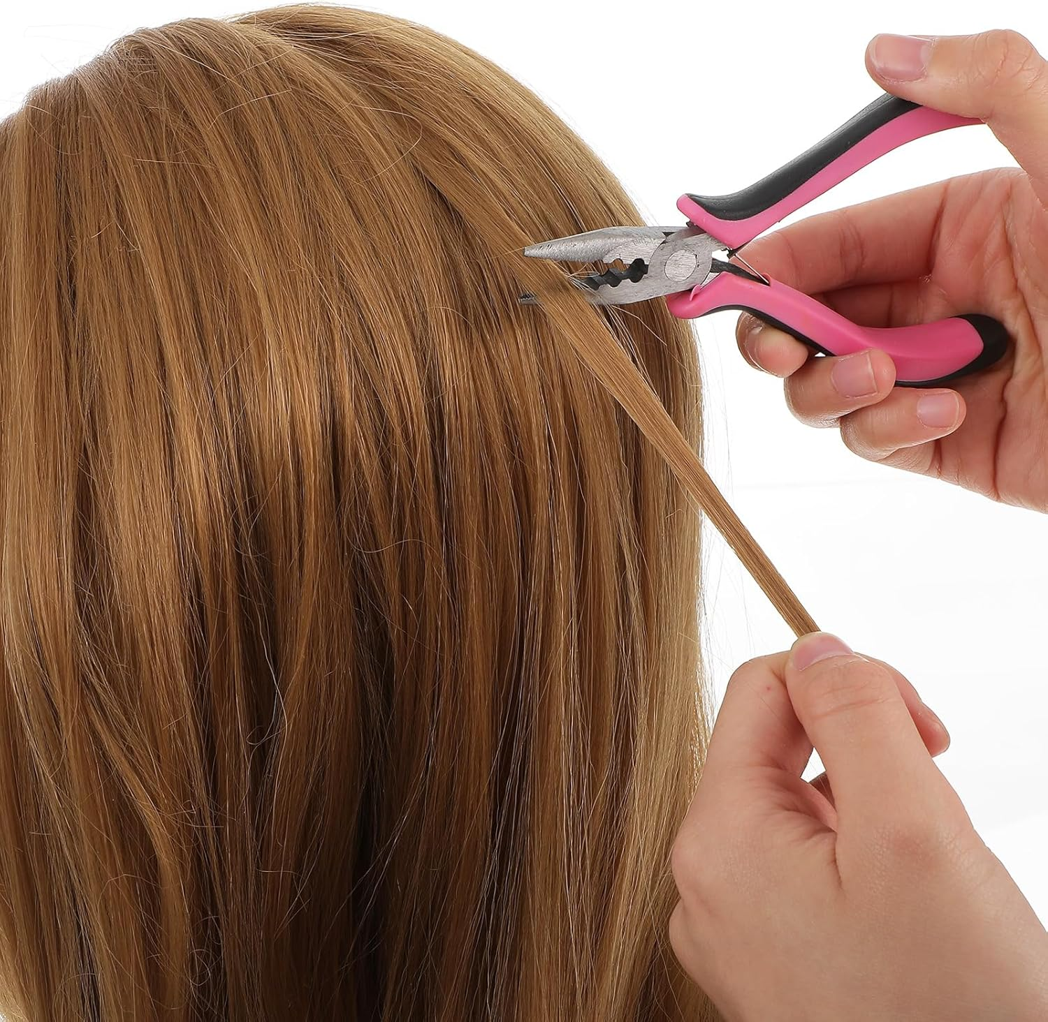 3 Holes Hair Extension Pliers Mini Plier for Micro Nano Ring Hair Extensions Opener and Removal Tool, Pink image number 2