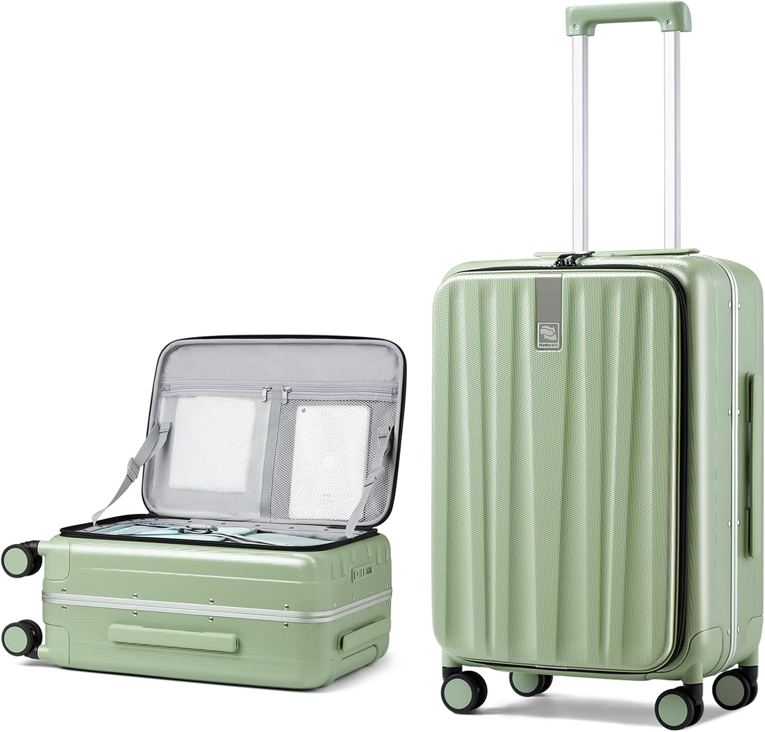 Hanke Cabin Suitcase Front Opening, Black, Front Opening 20-Inch, Hand Luggage