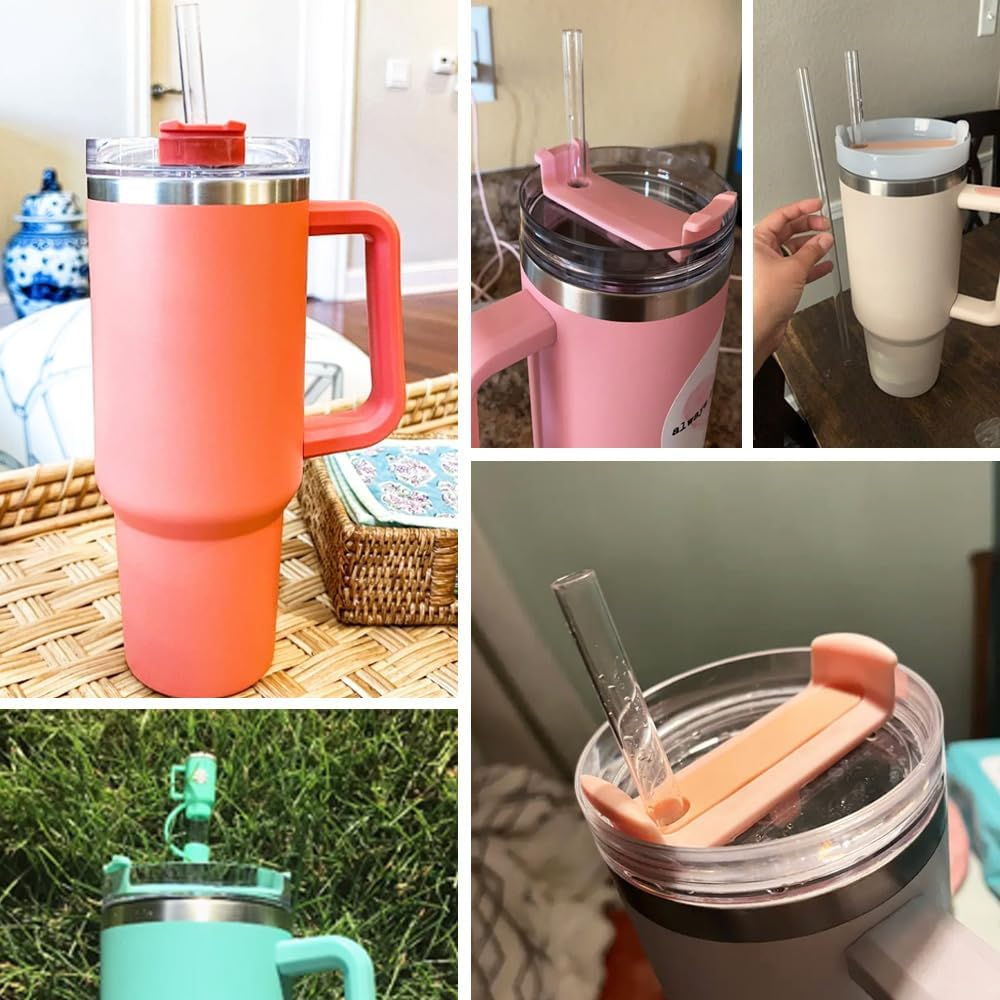 Replacement Straws for Stanley 10/20/30/40 Oz Quenther Tumbler Stanley Cup, 6 Plastic Straws with Cleaning Brush, Reusable, Perfect for Stanley 40 Oz Cups, Plastic Clear Straw Stanley Cup Accessories image number 2