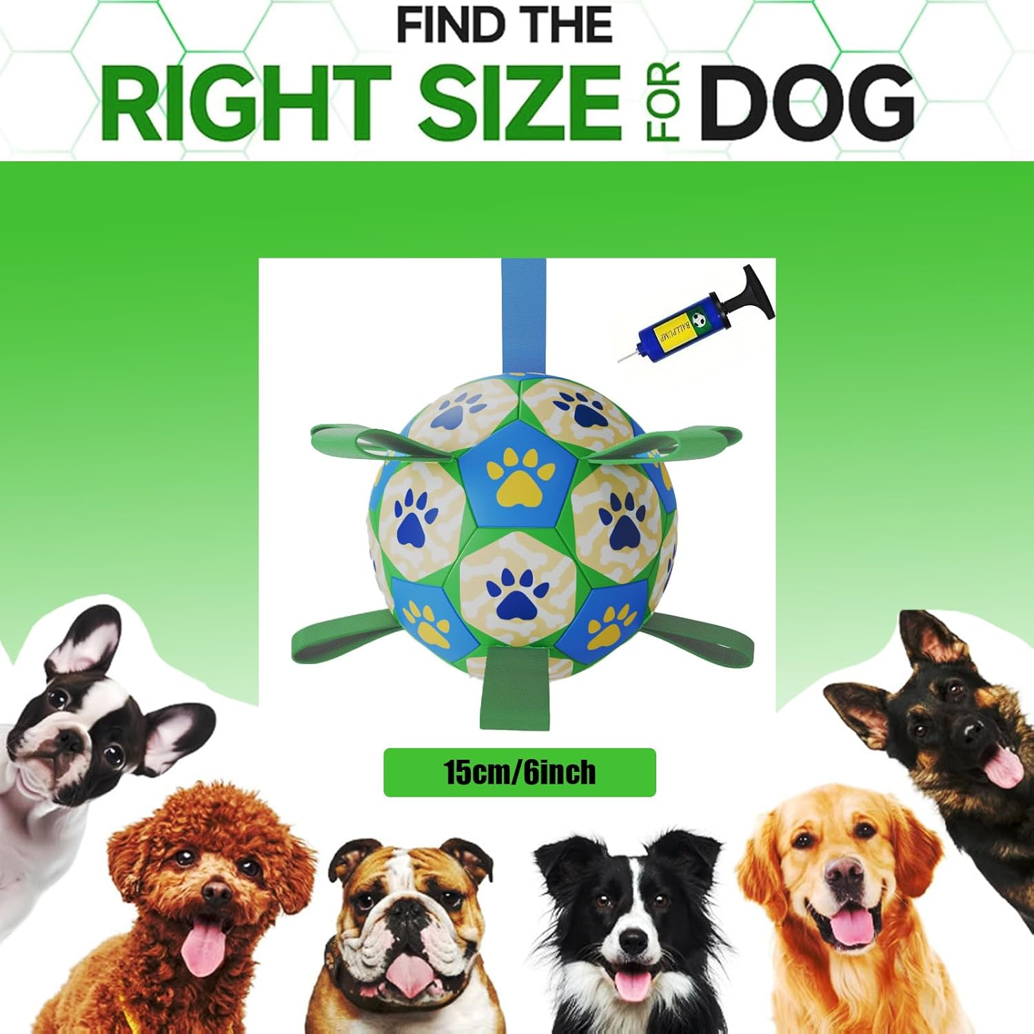 Dog Toys Soccer Ball with Straps, Interactive Dog Toys for Tug of Tug of War,Dog Tug Toy,Dog Water Toy, Durable Dog Balls World Cup for Small Dogs (15Cm) image number 5