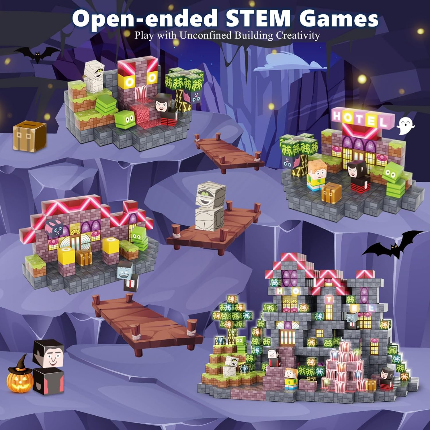 Magnetic Blocks - 198PCS Magnetic Building Cubes with Lights,Kids STEM Montessori Sensory Toys Kit, Creative Christmas Birthday Gifts for Boys & Girls Ages 5+ image number 5