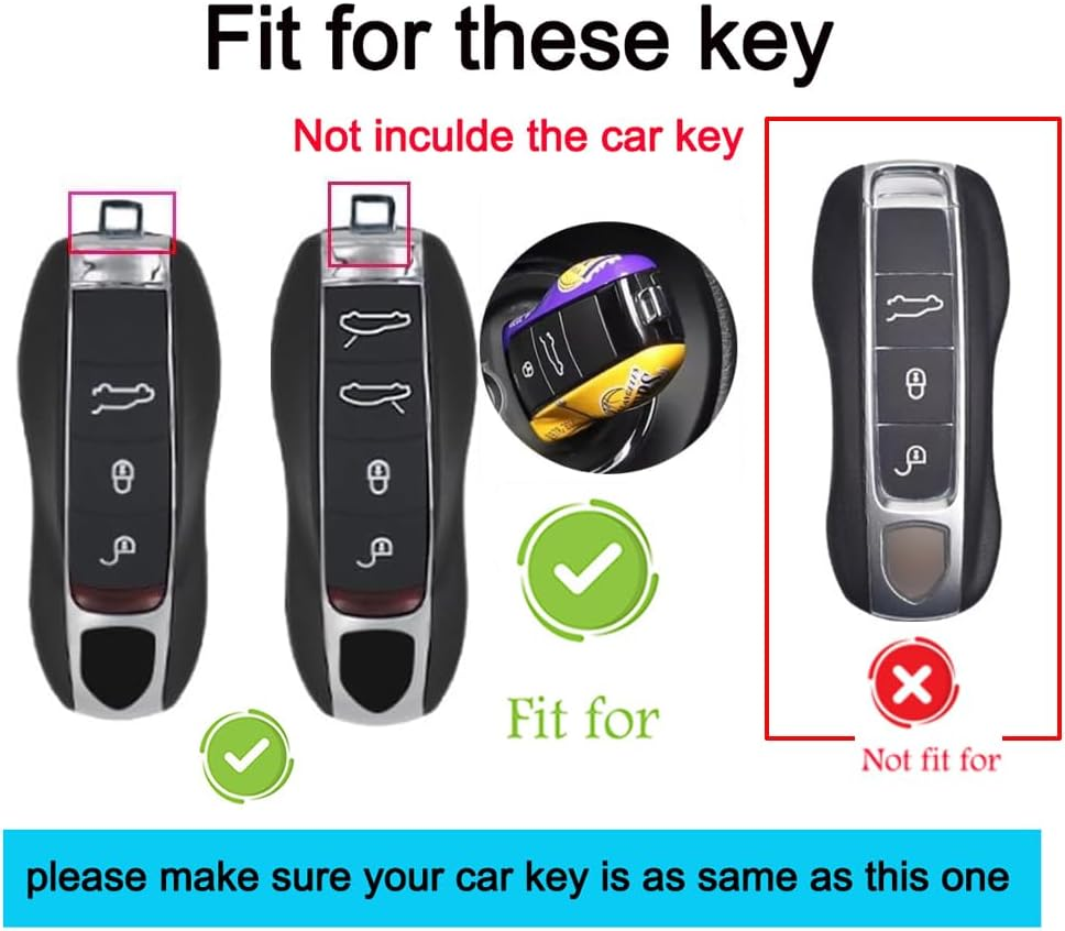 Ontto Key Fob Cover Fit for Porsche Key Shell Replacement Fit for Cayenne 92A Panamera 970 Cayman 981 Carrera 911 991 918 Spyder Macan Key Case Holder Plastic Key Chain Keyring Accessories Black - Black image number 2