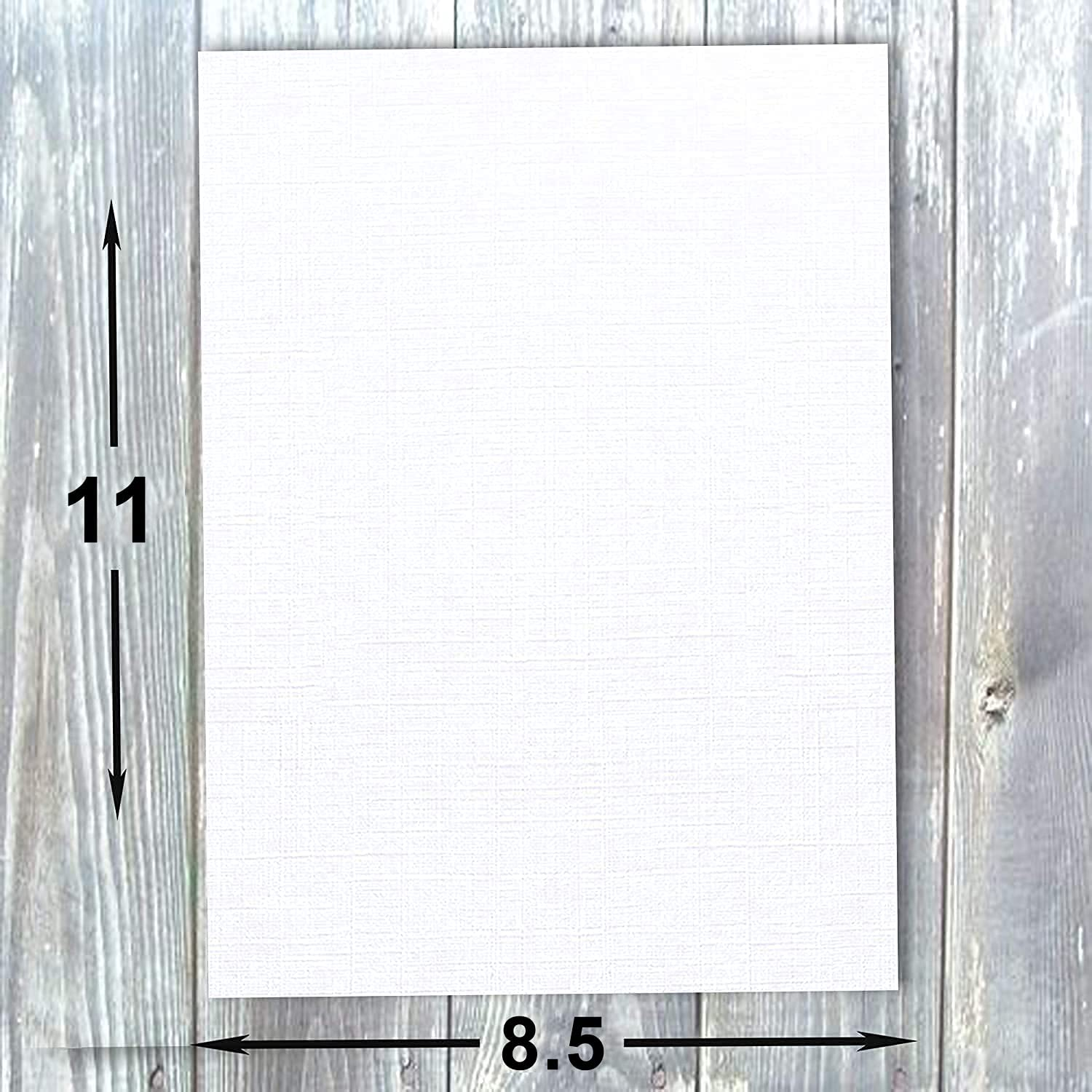 Hamilco White Resume Linen Textured Cardstock Paper - 8 1/2 X 11 Thick Heavy Weight 80 Lb Cover Card Stock for Printer Bright White