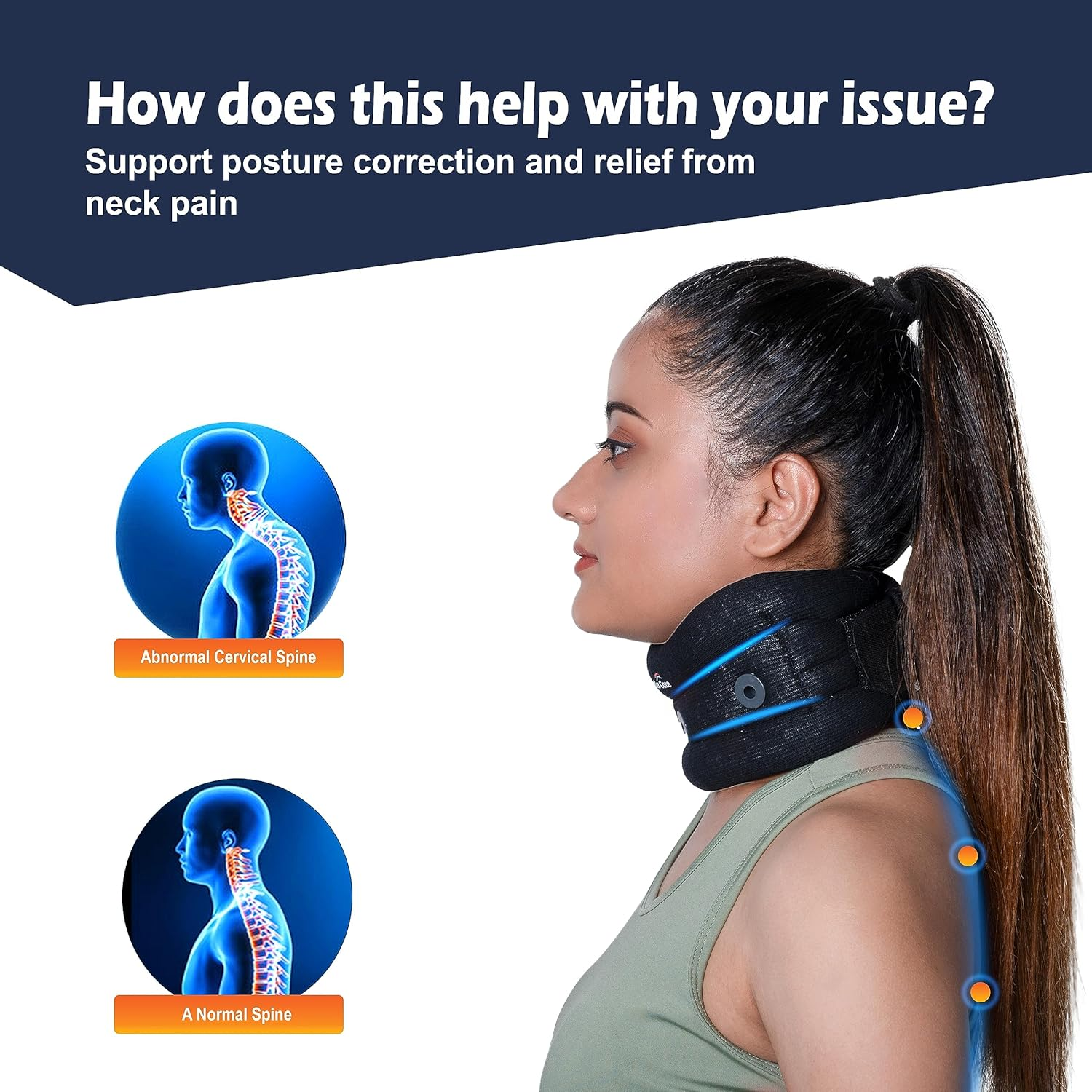 WC Soft Adjustable Neck Support Cervical Collar for Neck Pain and Support for Women & Men Black XL 3.5" image number 1