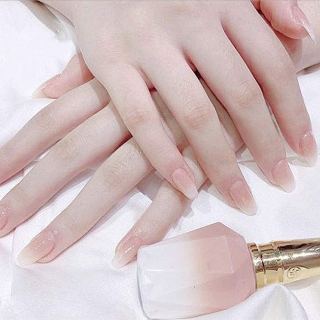 24Pcs False Nails Nude Full Cover Fake Nail Tips Glossy Coffin Artificial for Women image number 3