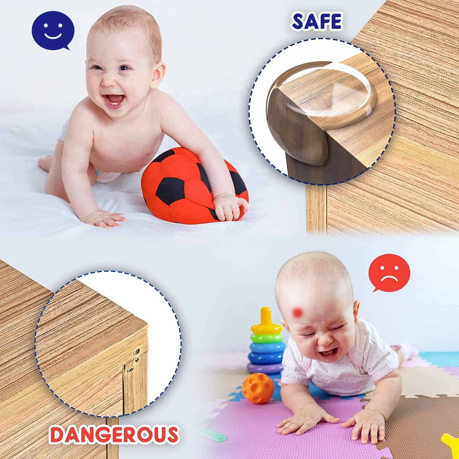 Jewan Transparent Baby Safety Corner Protectors, Pack of 30, Curved, 32Mm Thick, PVC Silicone, for Baby Fall Protection Furniture