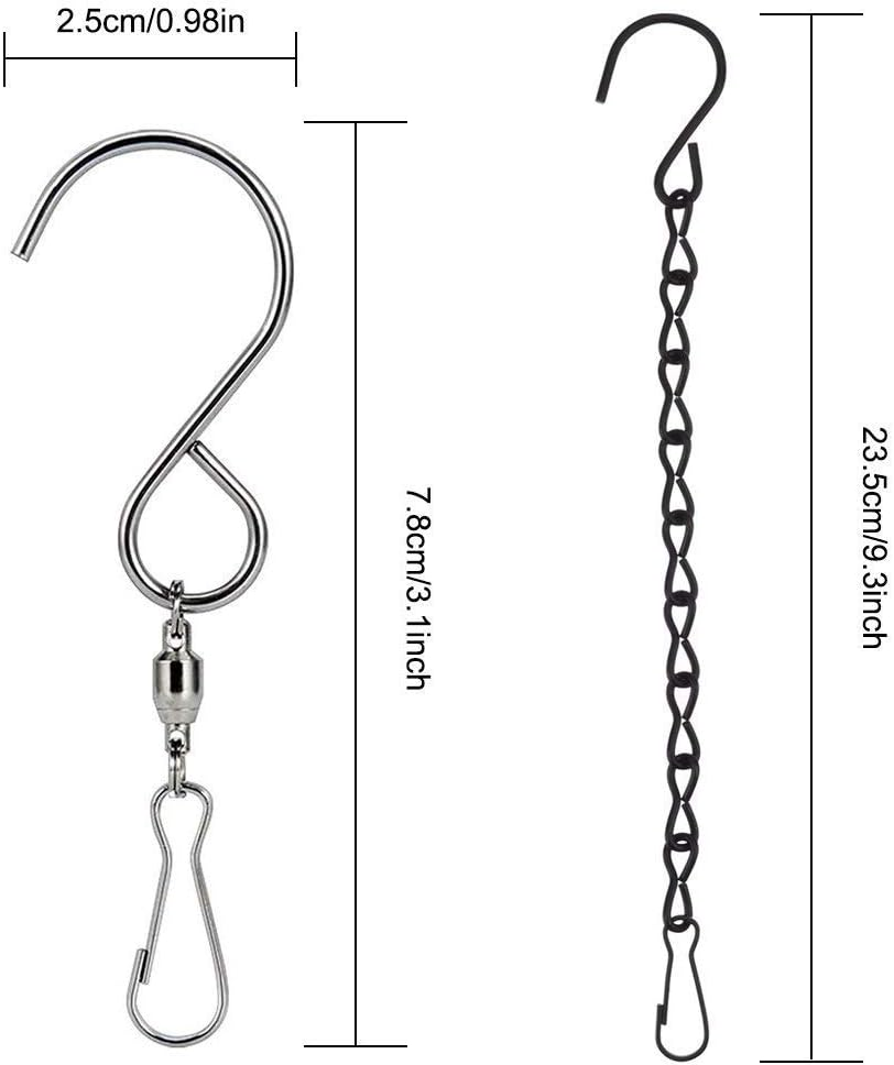 SENHAI 10 Pcs Swivel Hooks Clips for Wind Spinners Wind Chimes 5 Pcs Hanging Chains for Bird Feeders Billboard Chalkboard Planter (9.5 Inch) S Hook for Crystal Twisters Party Supply image number 3