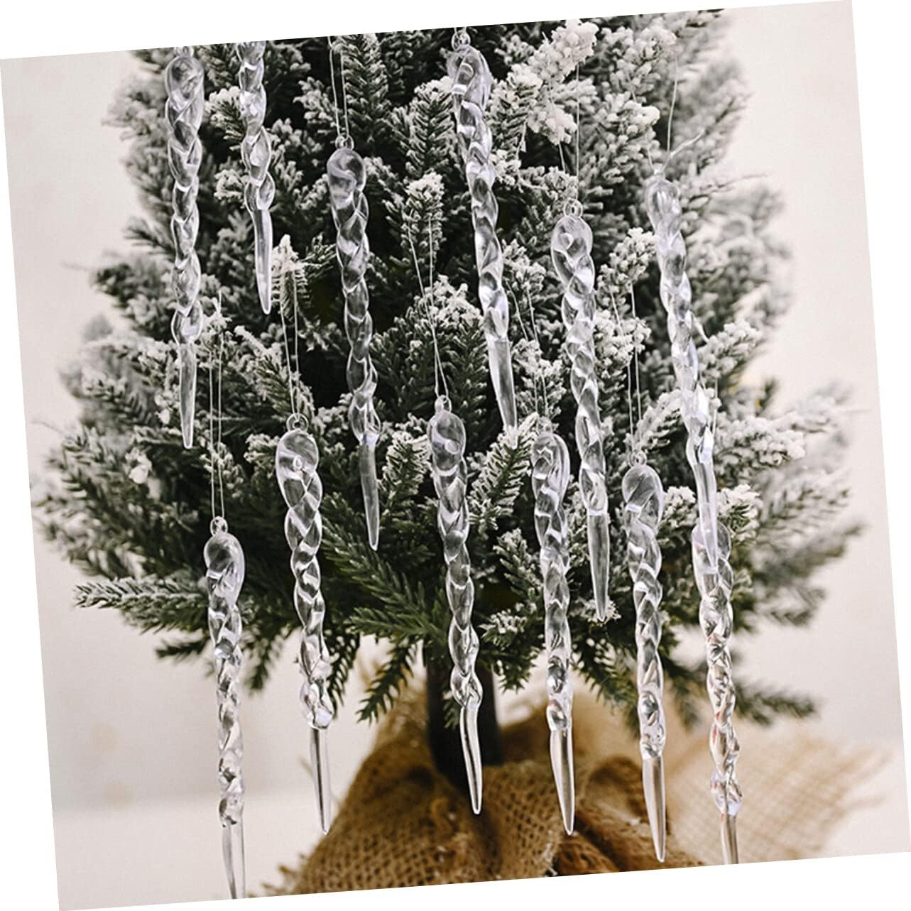 STAHAD 36Pcs Christmas Crystal Icicles Ornaments for Tree - Clear Glass Prism Decorations image number 2