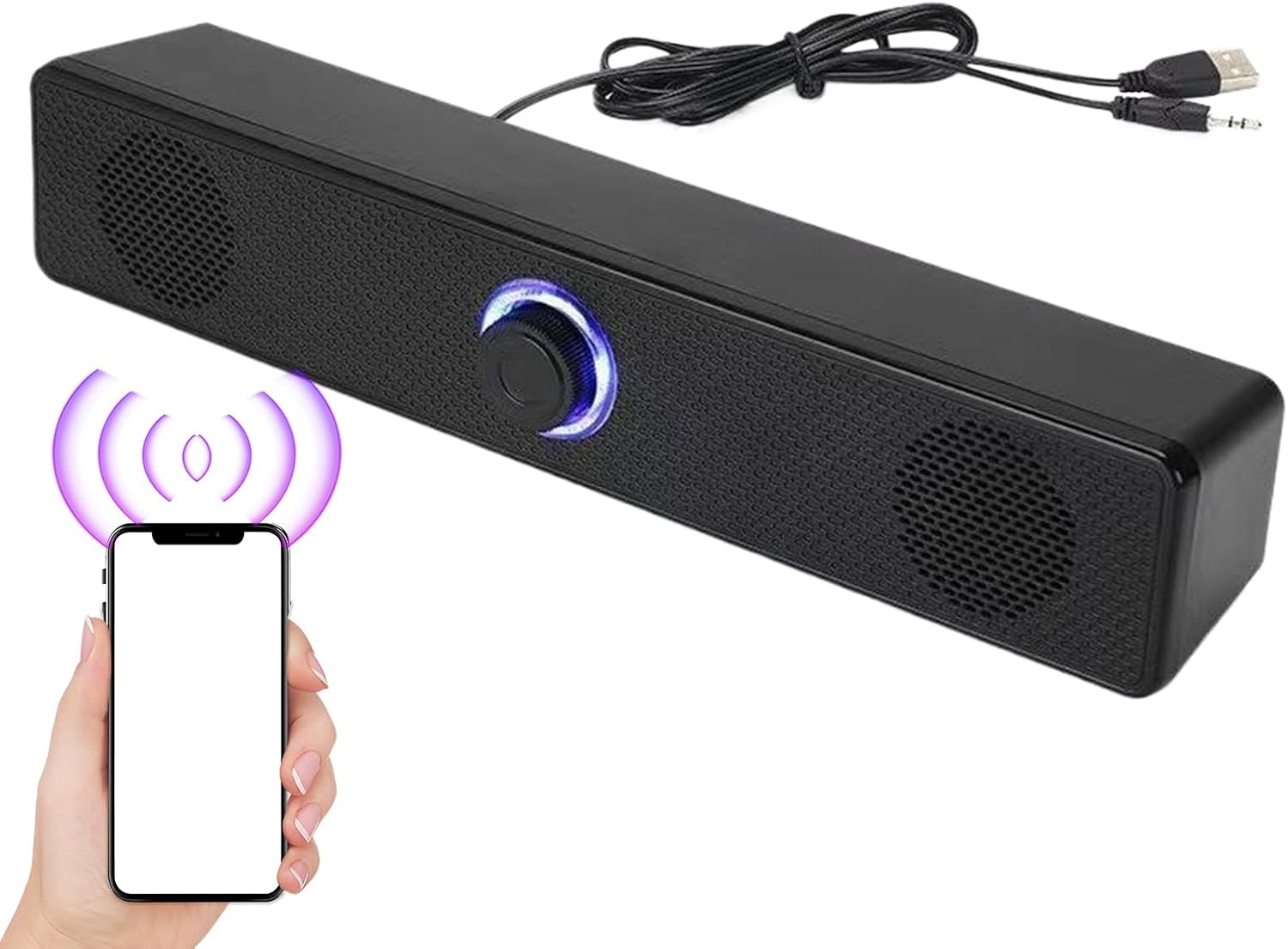 Home Audio Sound Bars - Computer Soundbar Speakers | Volume Boost Deep Bass Wireless Sound System for Computer Tv Desktop Game Projector Laptop image number 4
