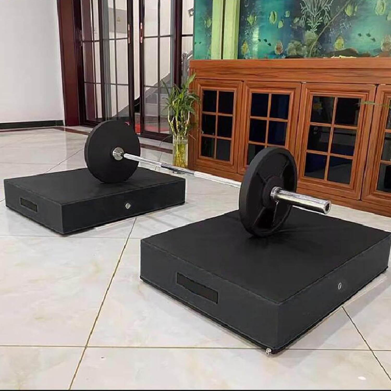 Kibcslic 2 Weightlifting Fall Protection Mats, Barbell Deadlift Mats, Compact 50 X 50 X 15 Cm (20 X 20 X 6 Inches), Weightlifting Drop Mats for Fitness image number 4