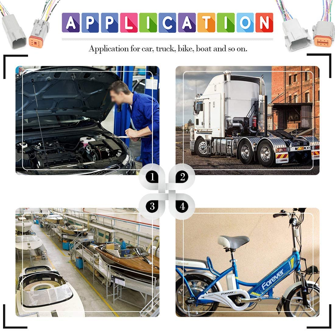 Glarks 30Pcs 2 Pin Way Sealed Gray Male and Female Auto Waterproof Electrical Wire Connector Plug 22-16AWG Connector for Motorcycle, Scooter, Car, Truck, Boats image number 3