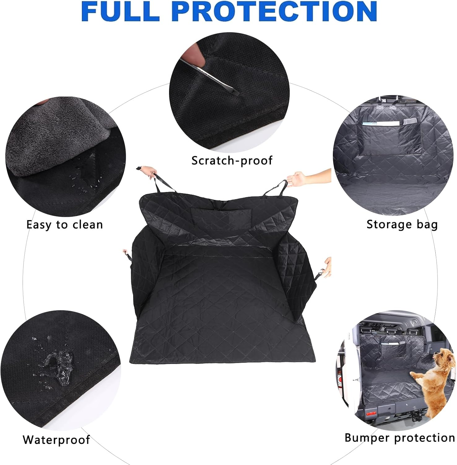 DIYUCAR Dog Car Boot Liner with Bumper and Side Protector, Waterproof, Non-Slip, Multilayer Compatible with Ineos Grenadier 2020-2024, Black image number 1