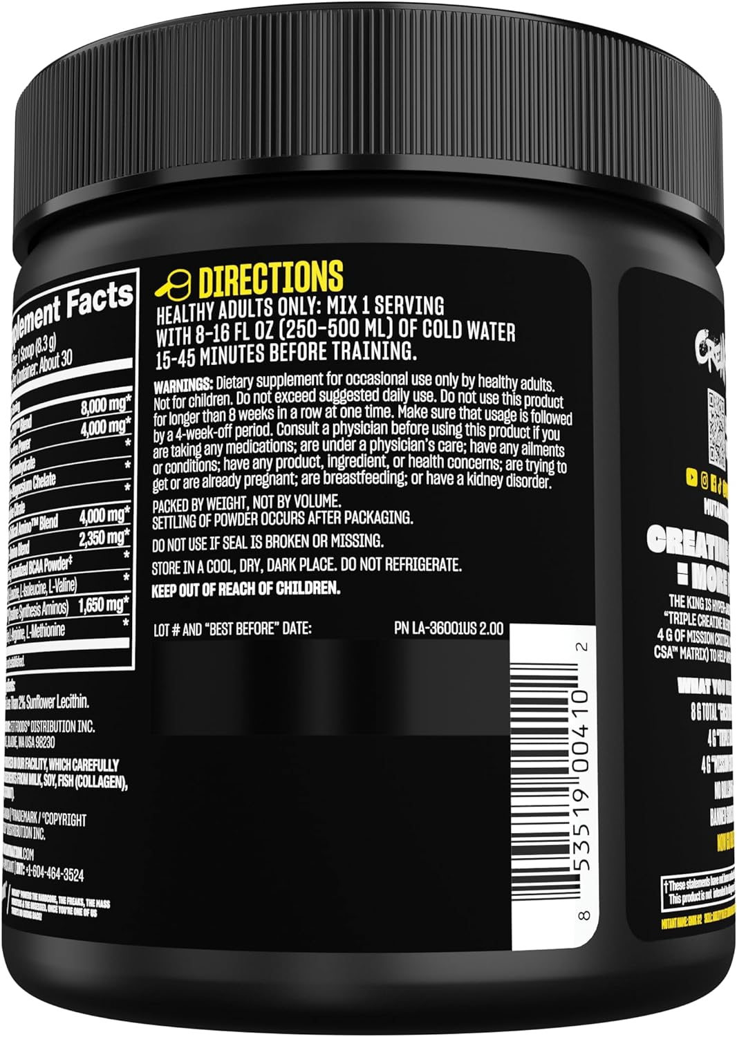 MUTANT CREAKONG CX8 | Advanced Creatine Multiplier | Creatine + Amino Acid Supplement - 249 G | 30 Serving