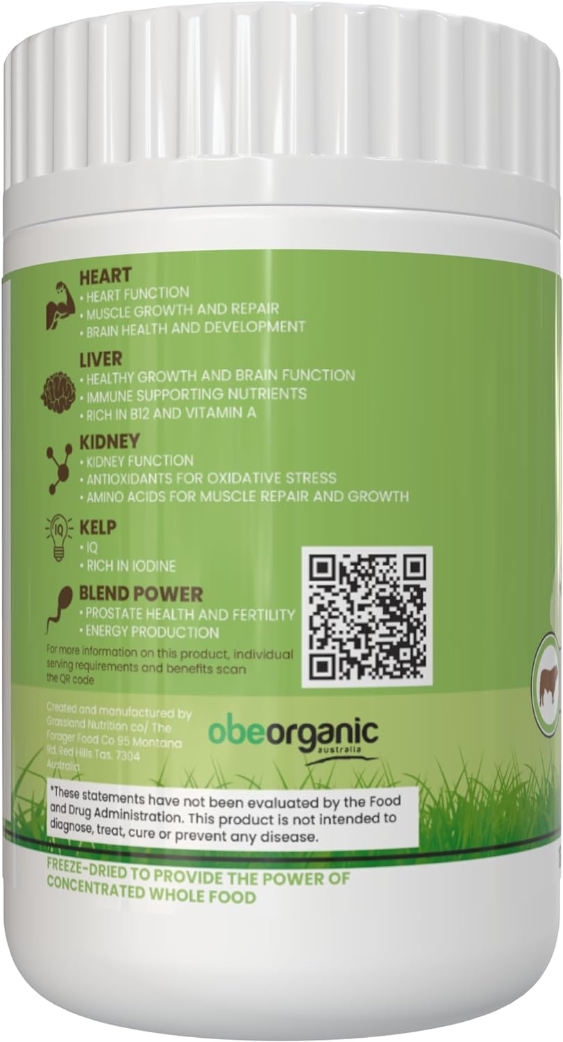 GRASSLAND NUTRITION 100% Organic Australian: Male Support Blend of Beef Organs - B12, Coq10, Iodine (180 Capsules) image number 2