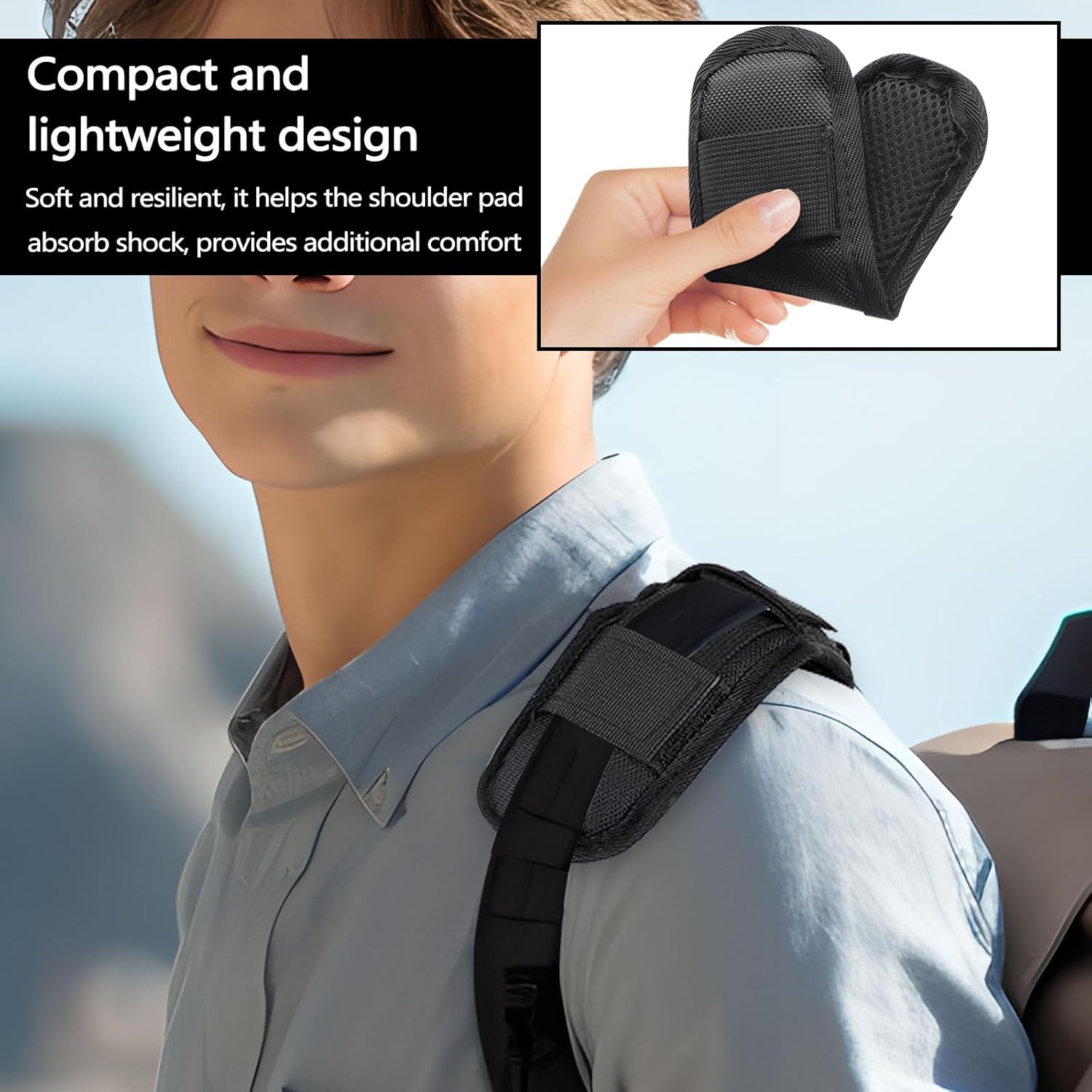 Huakaile 3 Packs Black Shoulder Strap Pad, Soft Bag Strap Cushion with Hook and Loop, Removable Backpack Strap Pads Replacement for Purse Guitar Crossbody Luggage Duffle