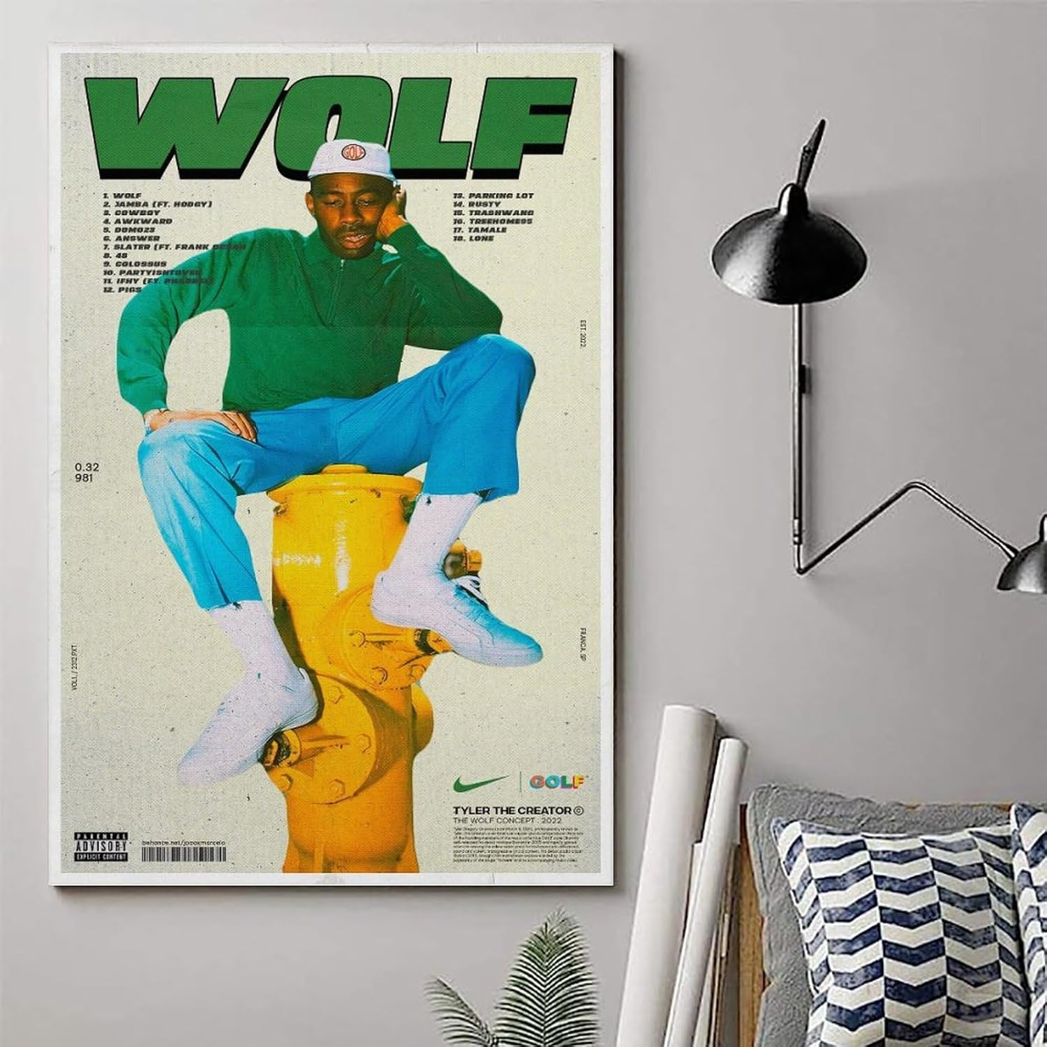 Tyler Poster the Creator Wolf Album Poster Canvas Painting Wall Art Picture Home Decor Print for Bedroom Living Room Dorm Study Bar Office 12X18Inch(30X45Cm)