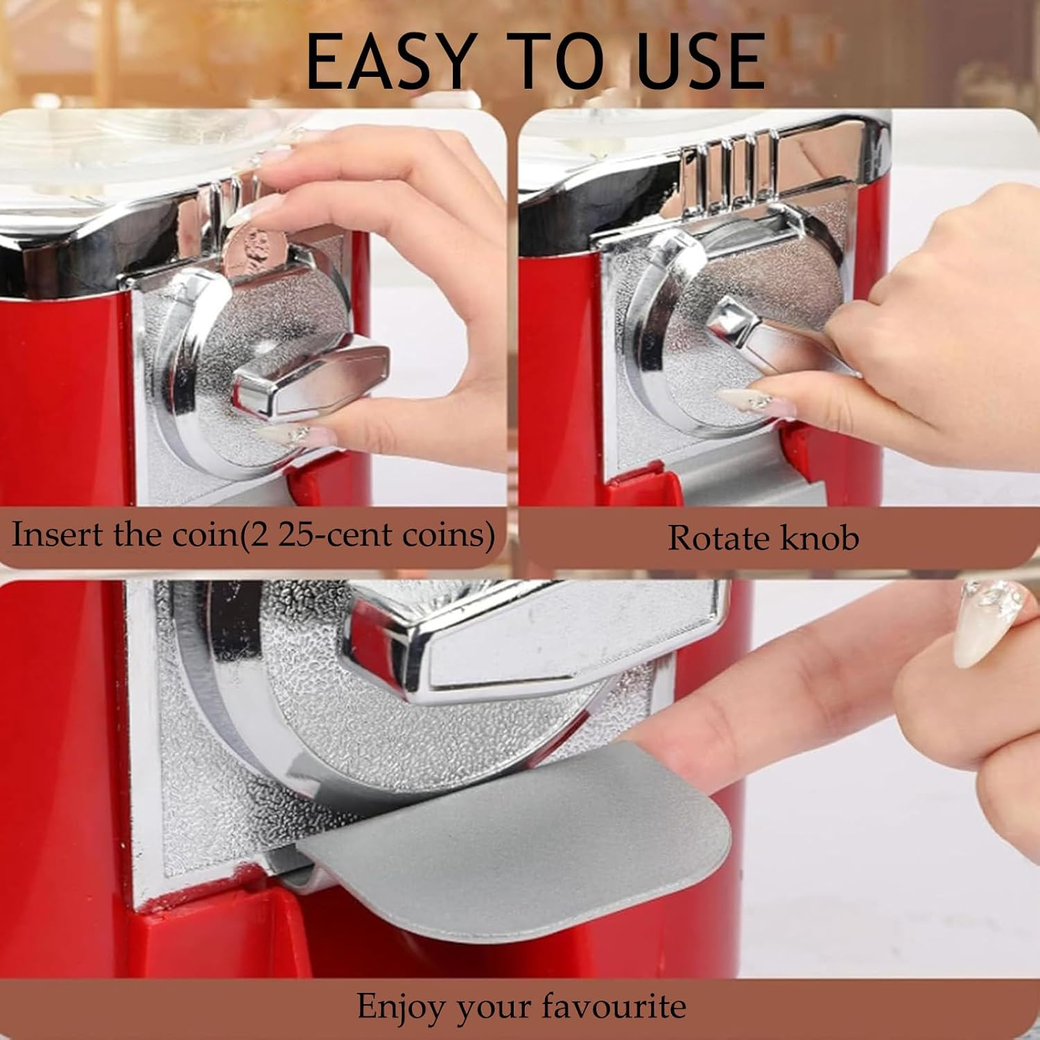 Capsules Vending Machine, Candy Gumball Vending Machine, Toy Balls Dispenser, Coin Operated round Capsules Bouncy Ball Dispenser for Game Retail Stores,Pink image number 5