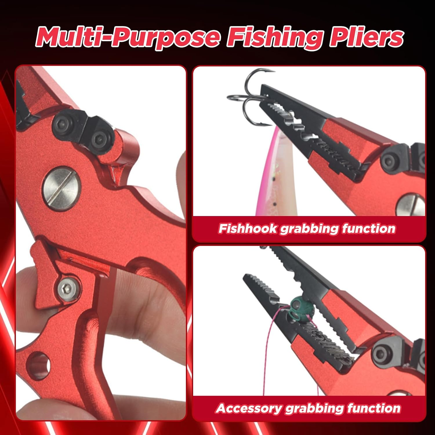 EWEIS 2 Pcs Fish Lip Gripper Pliers with Scale Weighing Function-Hook Remover and Open Ring Pliers with 9CR19 Molybdenum Vanadium Steel Blade,Aluminum Alloy Rust Proof Gear for Seafishing&Lurefishing image number 2