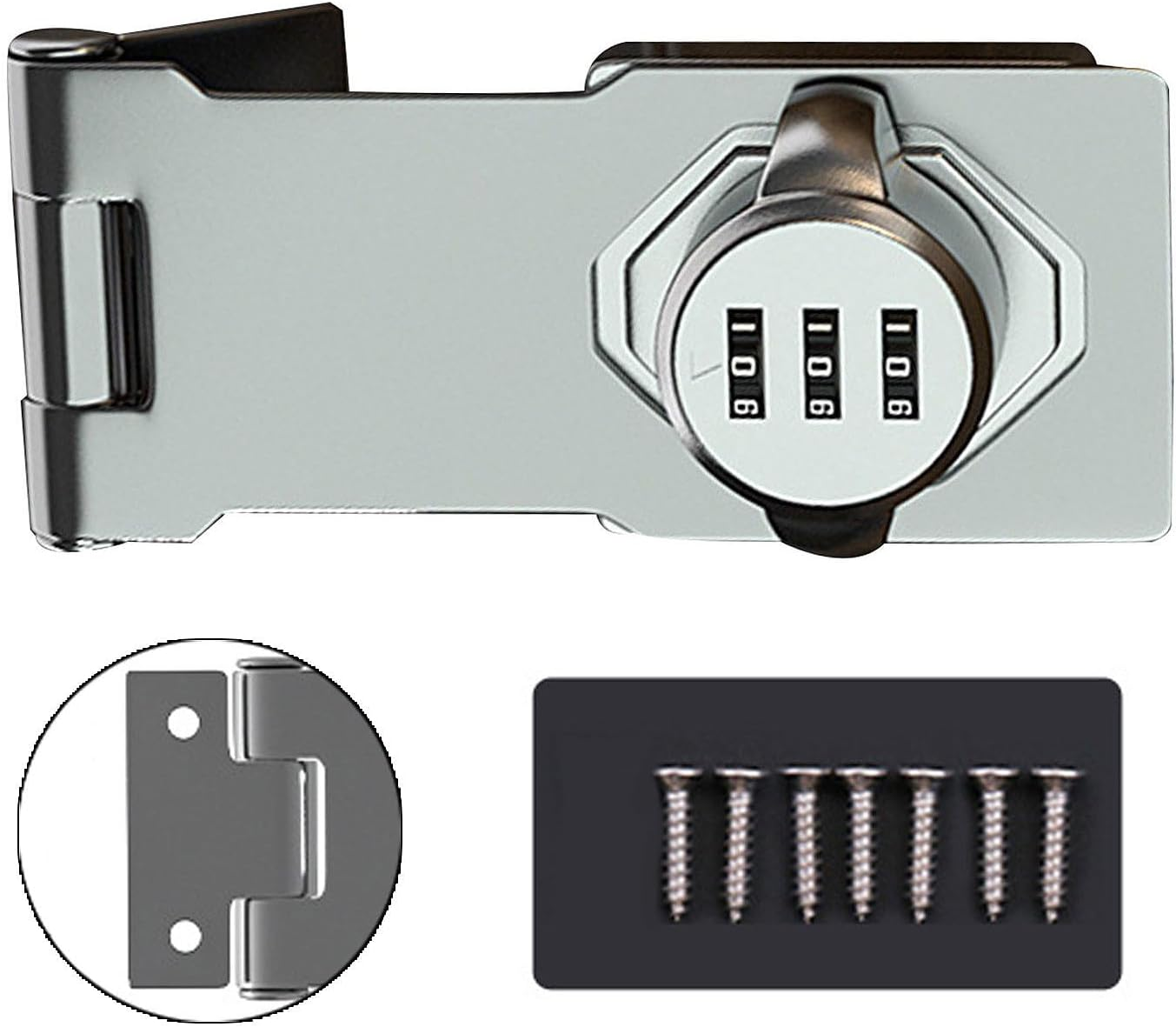 Leona Co 2X Mechanical Password Cabinet Lock &ndash; 3-Digit Keyless Combination Hasp for Drawer, Mailbox, Locker & Door | Heavy-Duty Zinc Alloy Security Lock with Screws image number 6