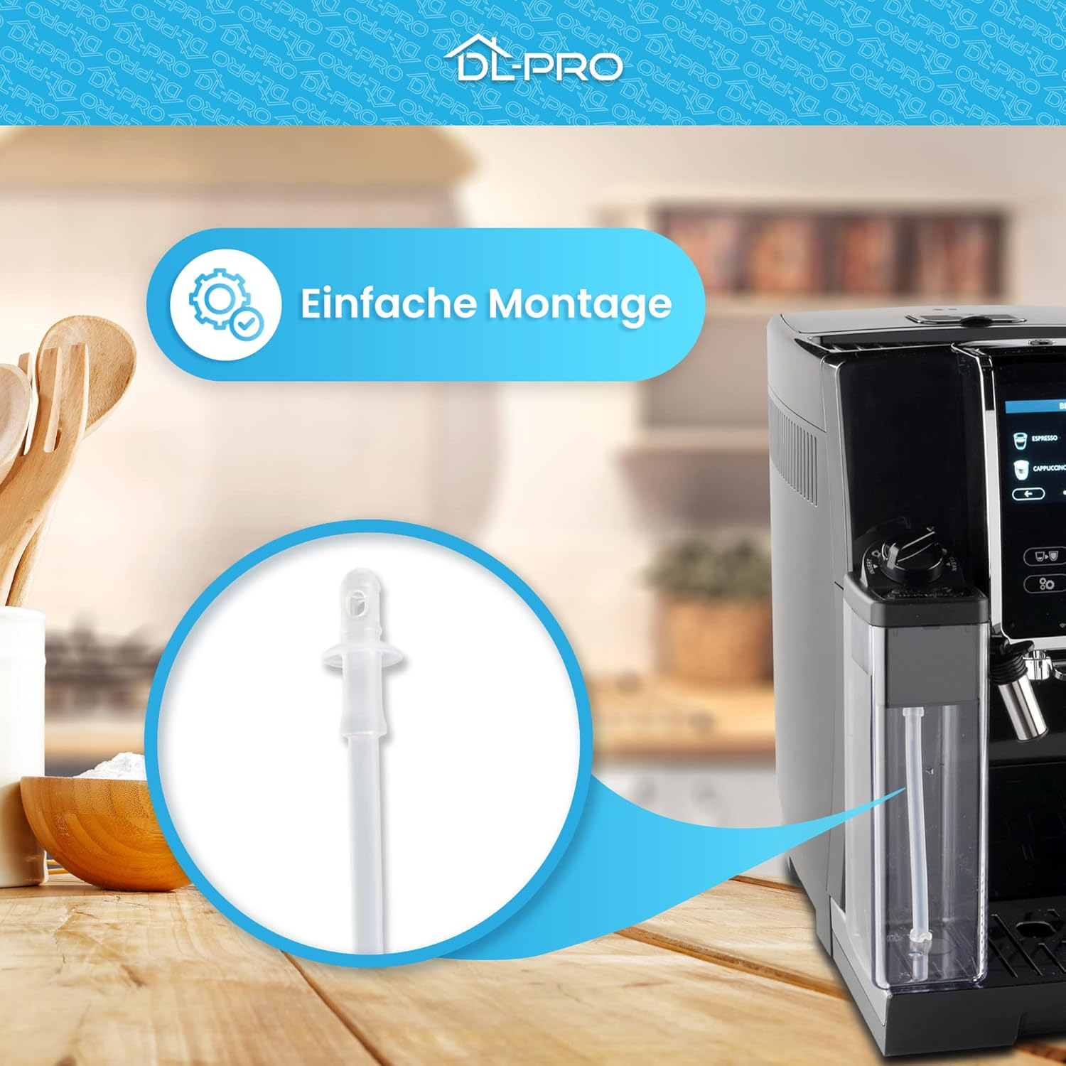 Dl-Pro 3 X Milk Suction Tube for Delonghi 5313246091 + Brush 17 Cm for ECAM656.55 ECAM656.75 Primadonna Elite Coffee Machine Fully Automatic Coffee Machine image number 1