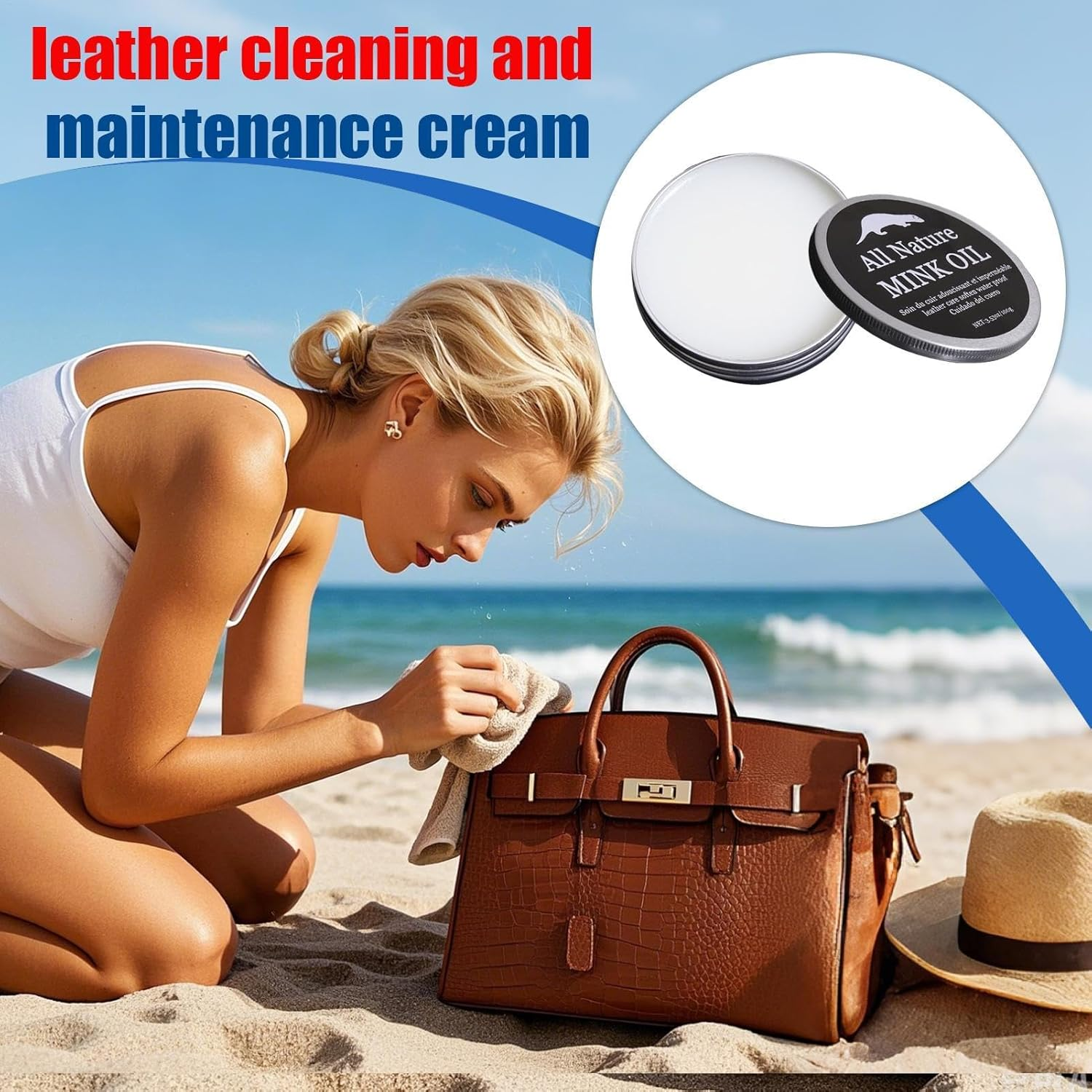 Leather Cleaner,100G Leather Protection Cream | Mild Balm Restorer Care for Clothes Bag Belt Shoe Furniture Saddle Seat Boot image number 2