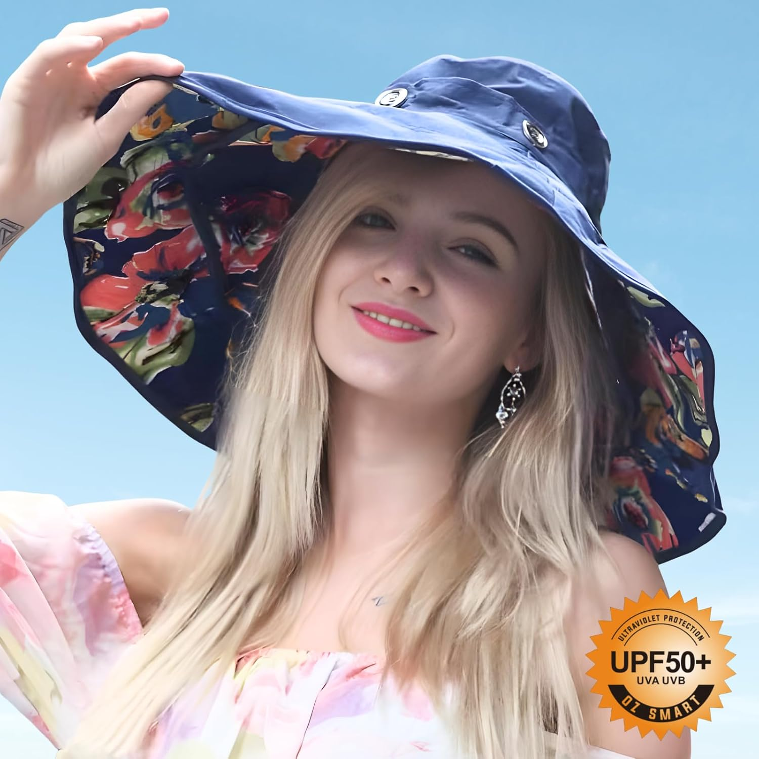 Detachable Cotton Bucket Hat for Women, 17CM Wide Brim Sun Hat with UPF 50 UV Protection - Multiple Styles for Hiking, Camping, Garden| Summer Hat with Chin Strap for Beach, Boonie, Golf, Outdoor - Yellow image number 6