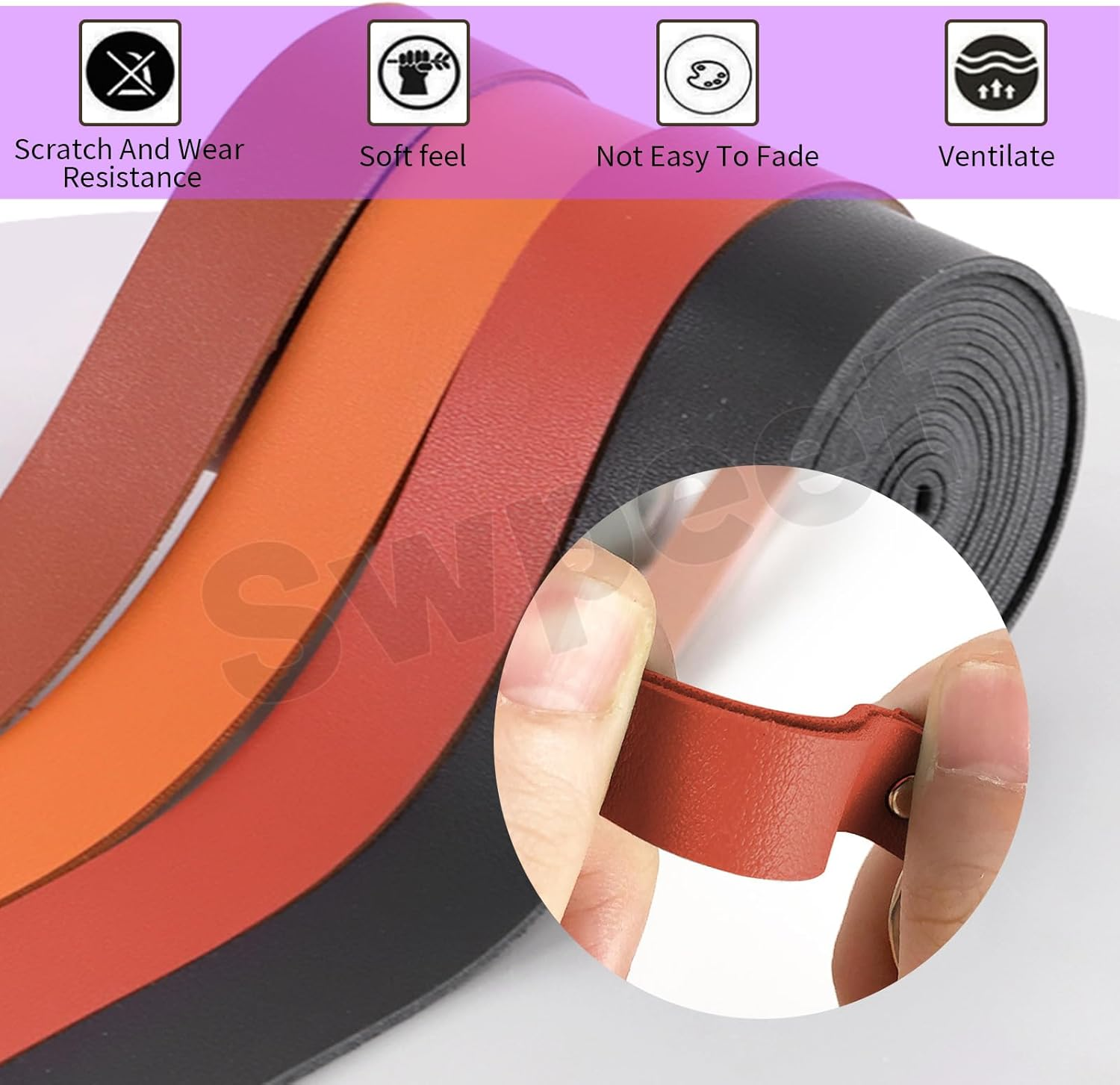 Swpeet Leather Strap for DIY Craft Projects - Caramel Brown image number 4